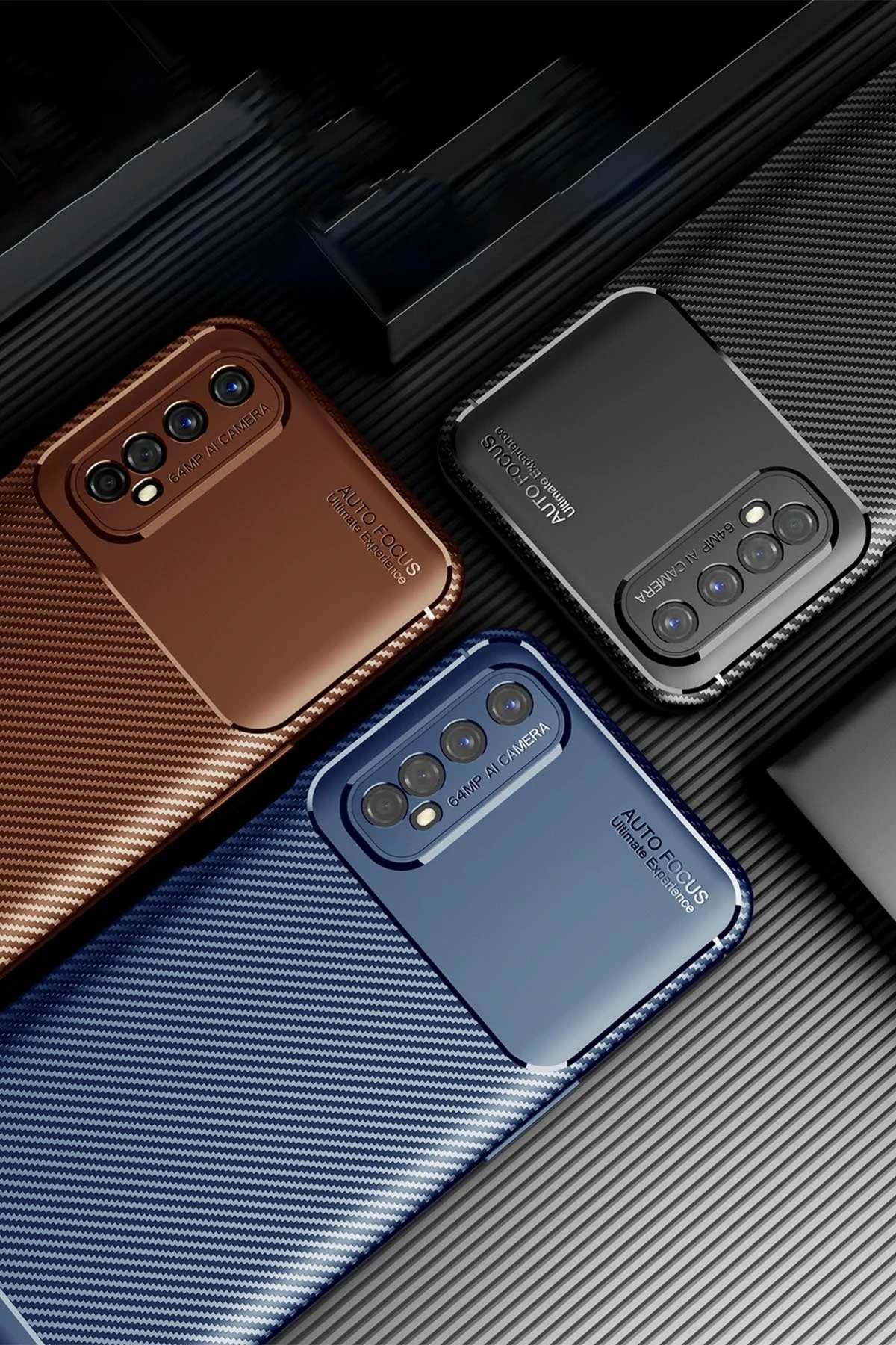 Newface Realme 7 Kılıf Auto Focus Karbon Kapak - Siyah - Görsel 3