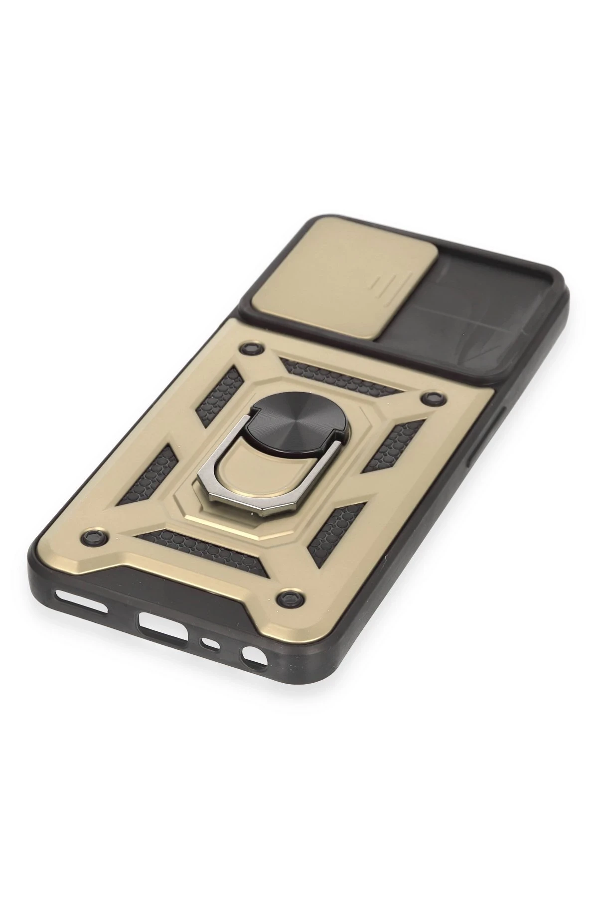 Newface Realme C35 Kılıf Pars Lens Yüzüklü Silikon - Gold - Görsel 5