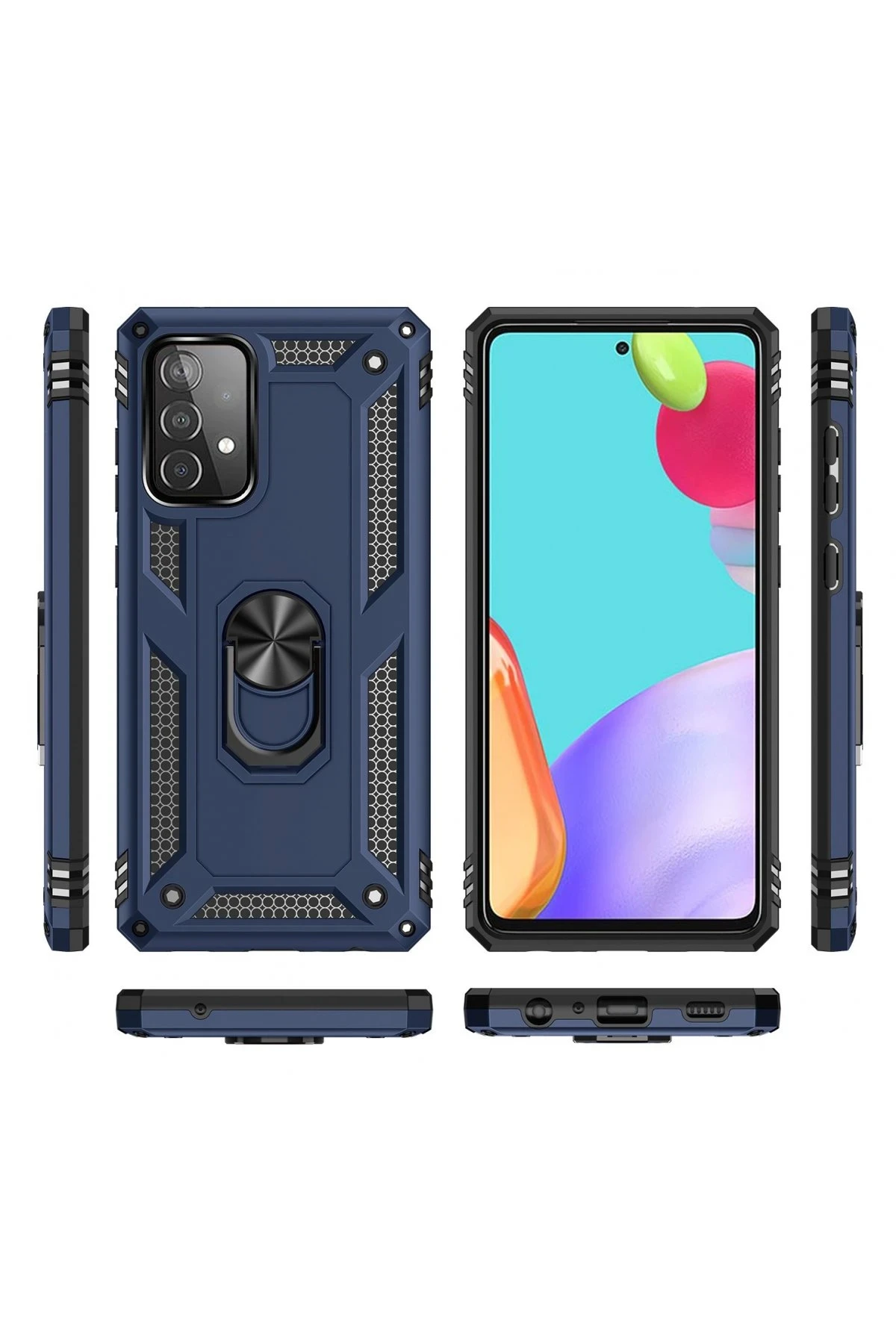 Newface Samsung Galaxy A33 5G Kılıf Sofya Yüzüklü Silikon Kapak - Lacivert - Görsel 3
