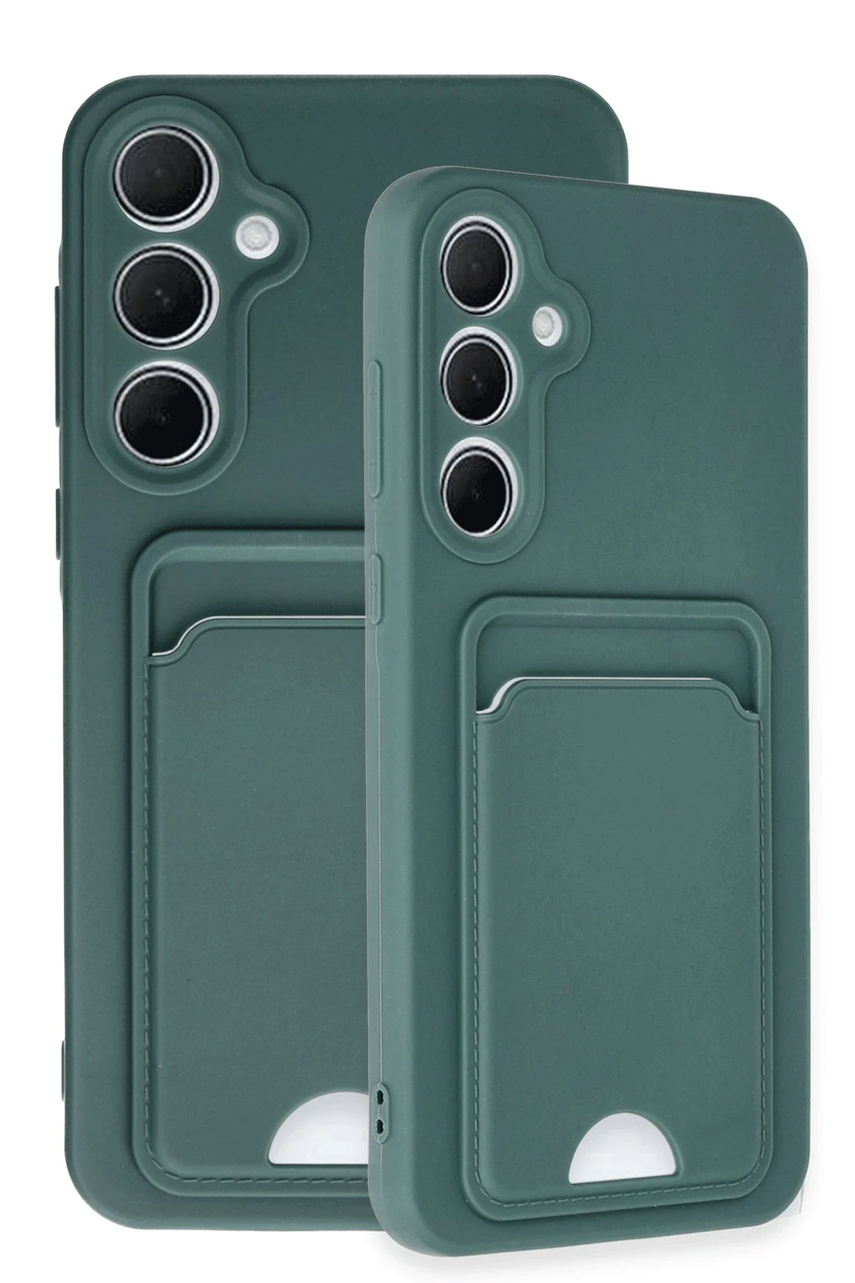 Newface Samsung Galaxy A35 5G Kılıf Kelvin Kartvizitli Silikon - Koyu Yeşil - Görsel 3