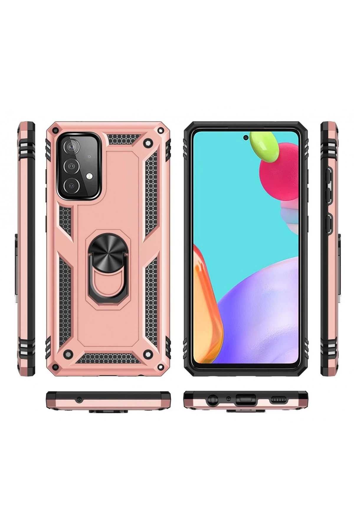 Newface Samsung Galaxy A53 5G Kılıf Sofya Yüzüklü Silikon Kapak - Rose - Görsel 3