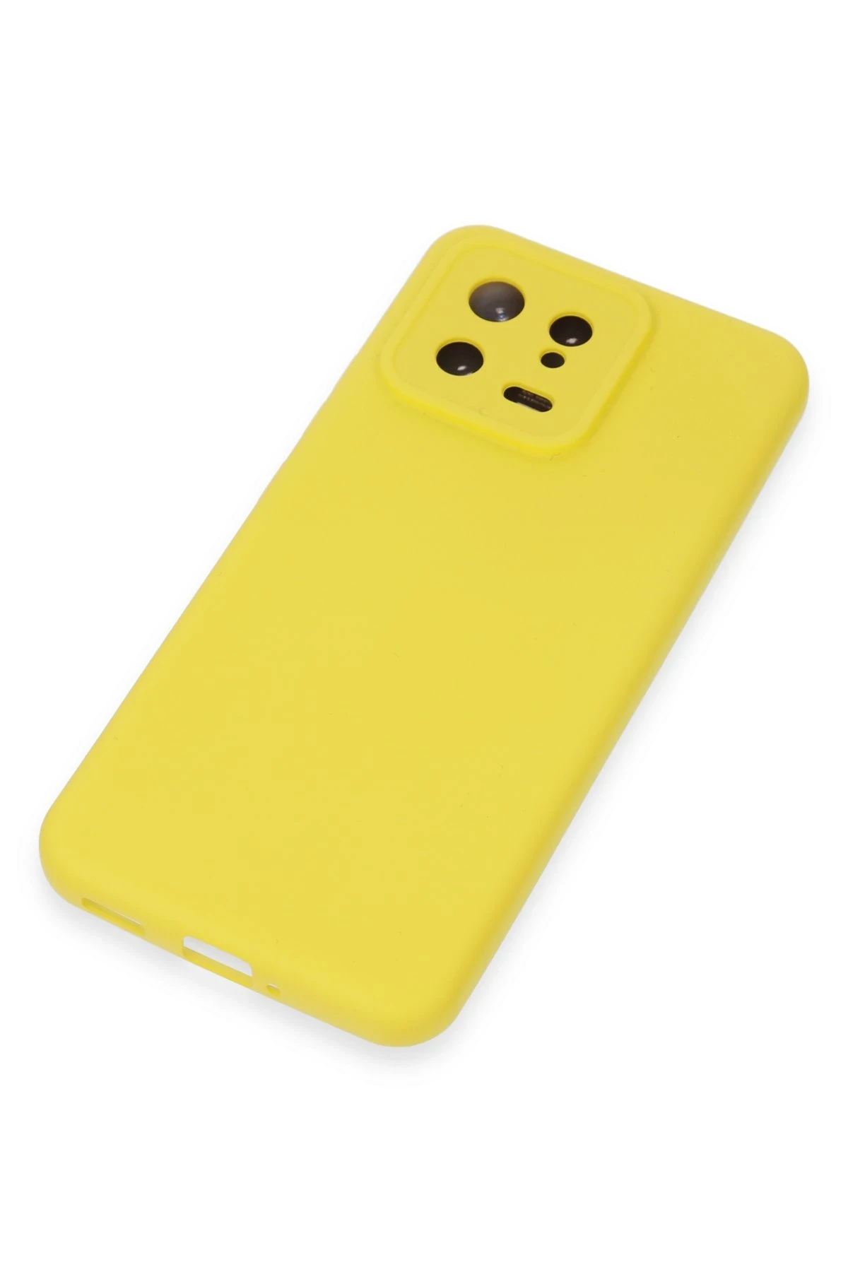 Newface Xiaomi Mi 13 Kılıf Nano içi Kadife Silikon - Sarı - Görsel 4