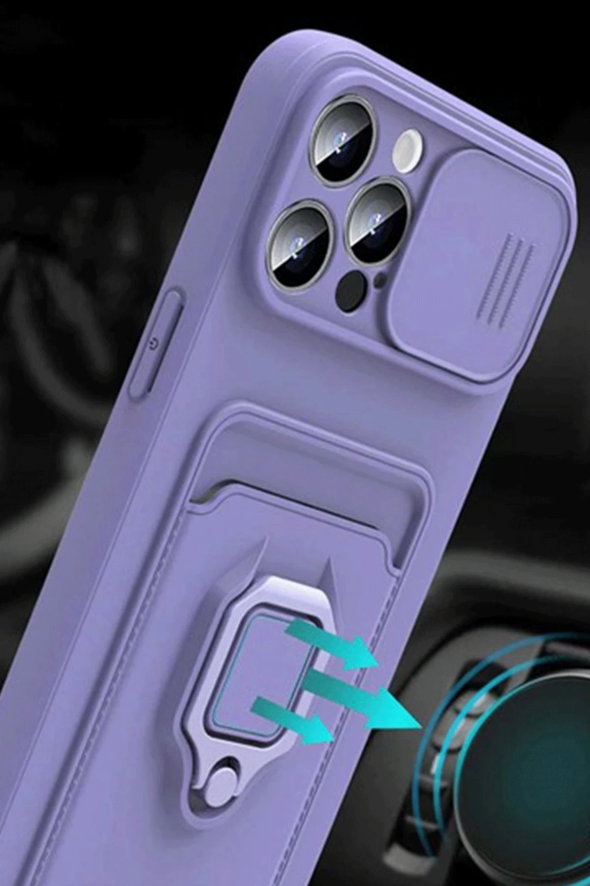 Newface Xiaomi Mİ 11 Lite Kılıf Zuma Kartvizitli Yüzüklü Silikon - Pembe - Görsel 3