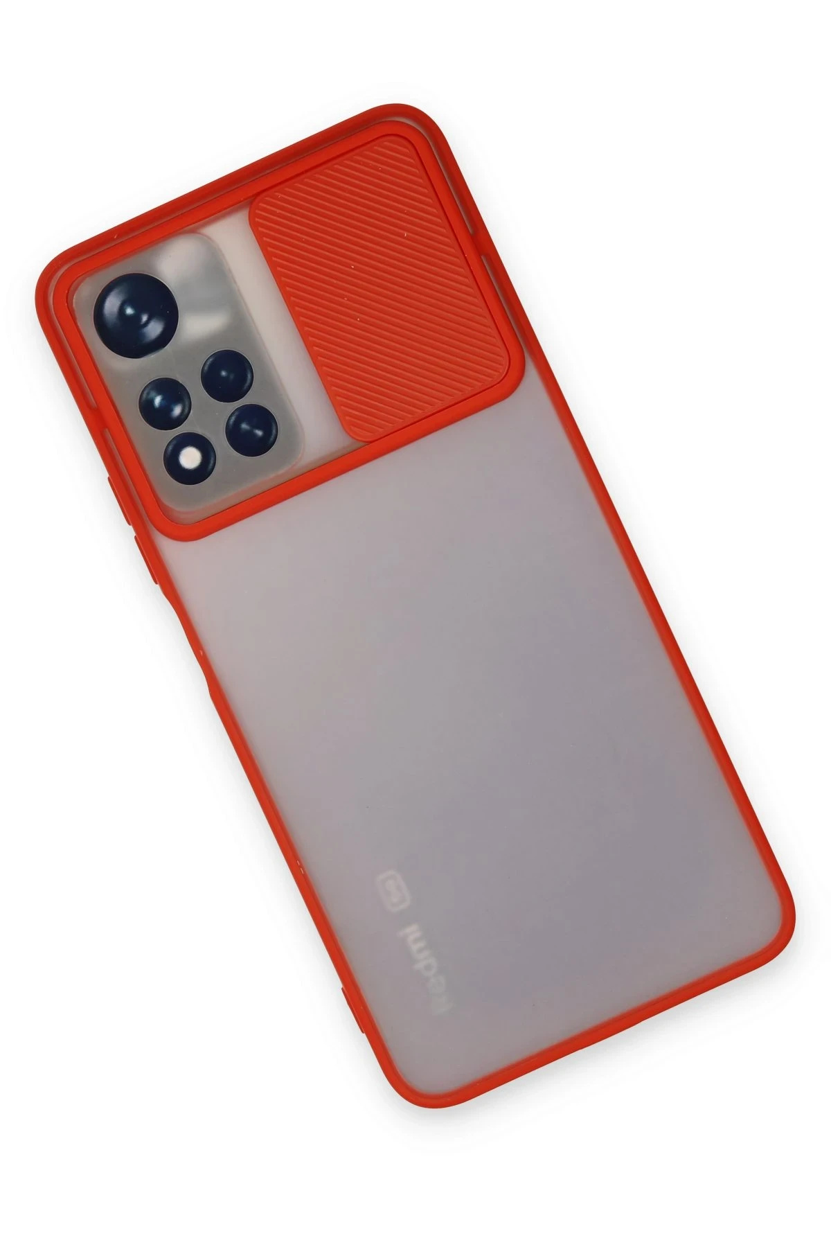 Newface Xiaomi Redmi Note 11 Pro Plus 5G Kılıf Palm Buzlu Kamera Sürgülü Silikon - Kırmızı - Görsel 3