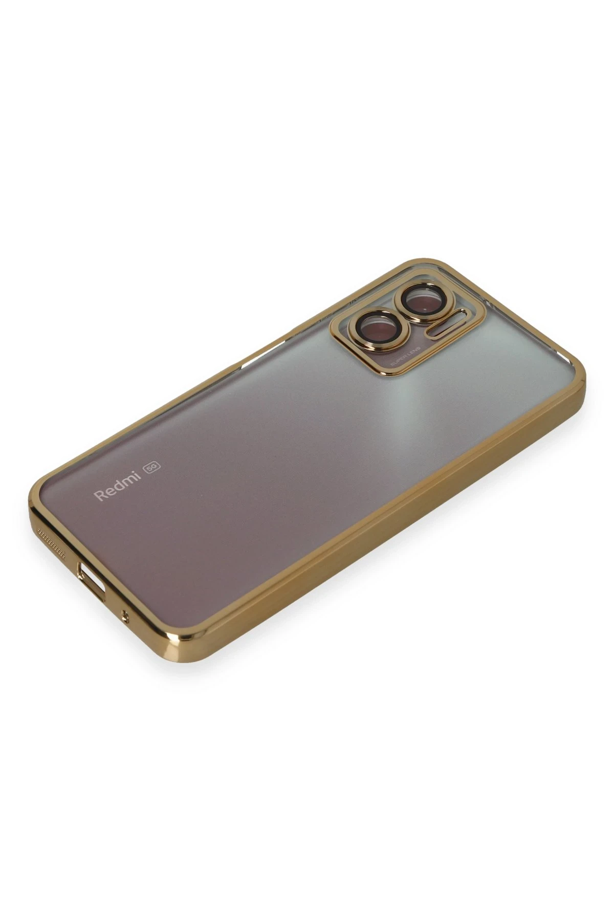 Newface Xiaomi Redmi Note 11E Kılıf Razer Lensli Silikon - Gold - Görsel 4