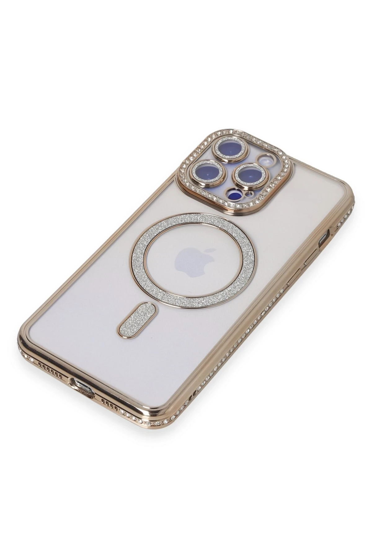 Newface iPhone 14 Pro Max Kılıf Joke Simli Magneticsafe Kılıf - Gold - Görsel 3