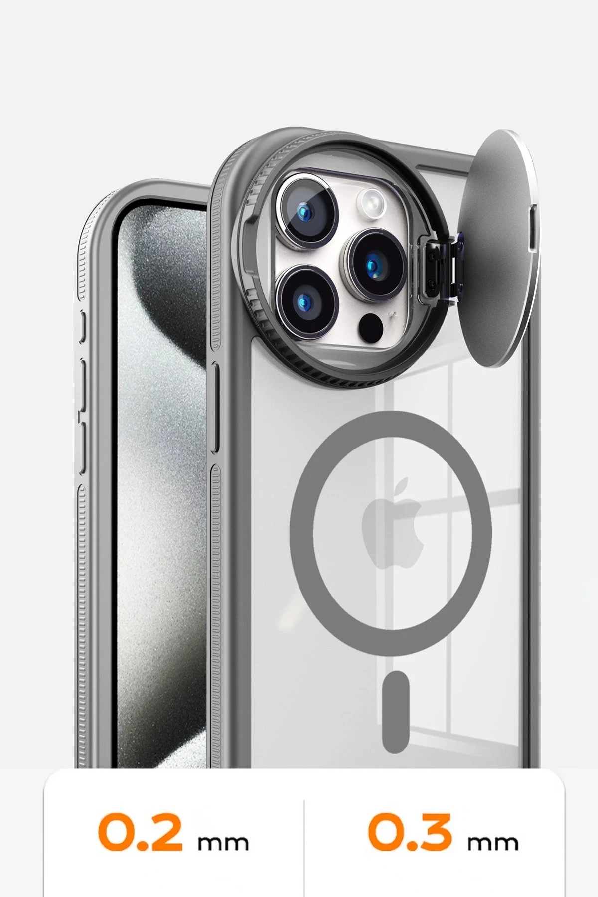 Newface iPhone 14 Pro Max Kılıf Teleskop Lens Magsafe Silikon Kapak - Derin Mor - Görsel 5