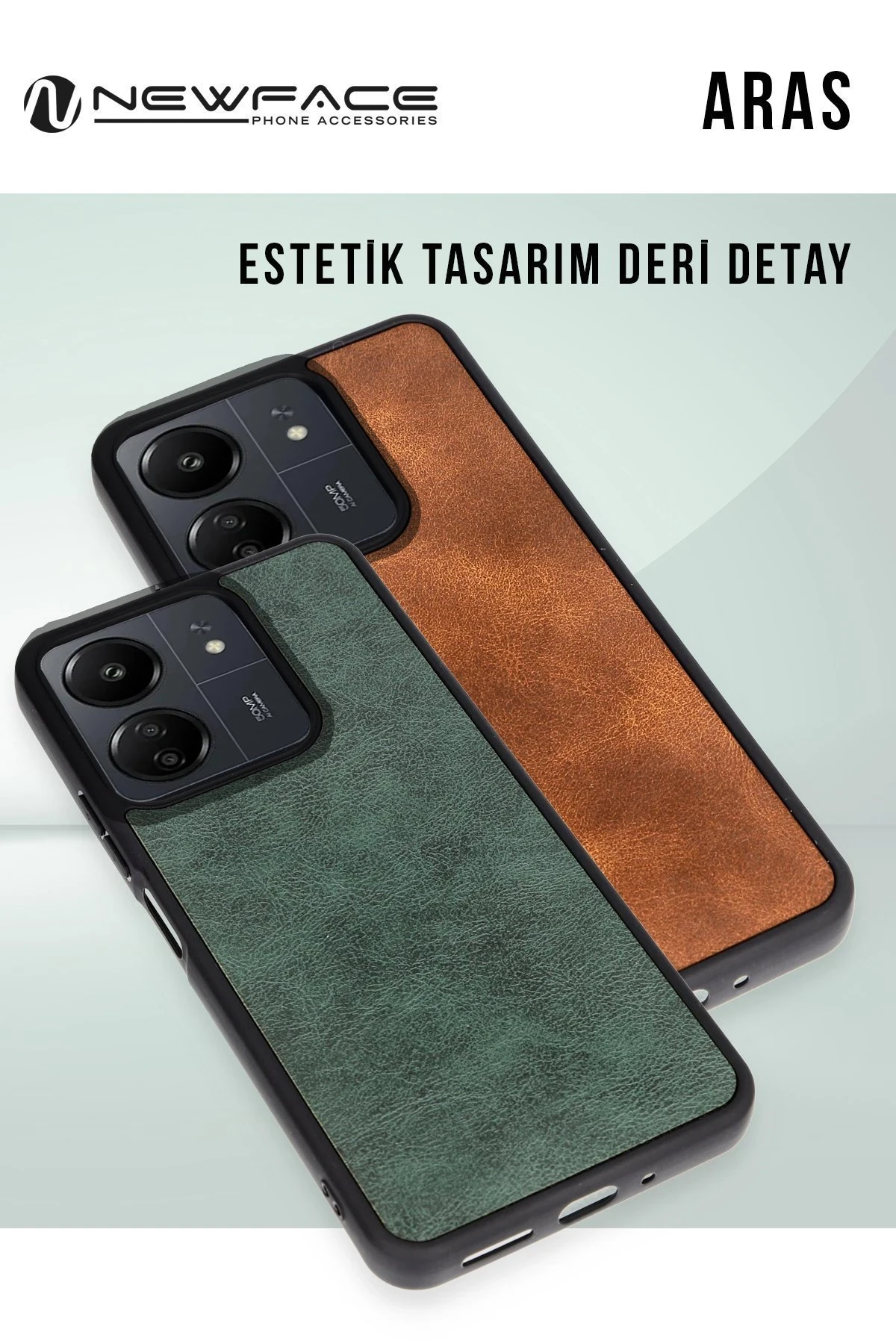 Newface iPhone 15 Kılıf Aras Deri Kapak - Kırmızı - Görsel 3