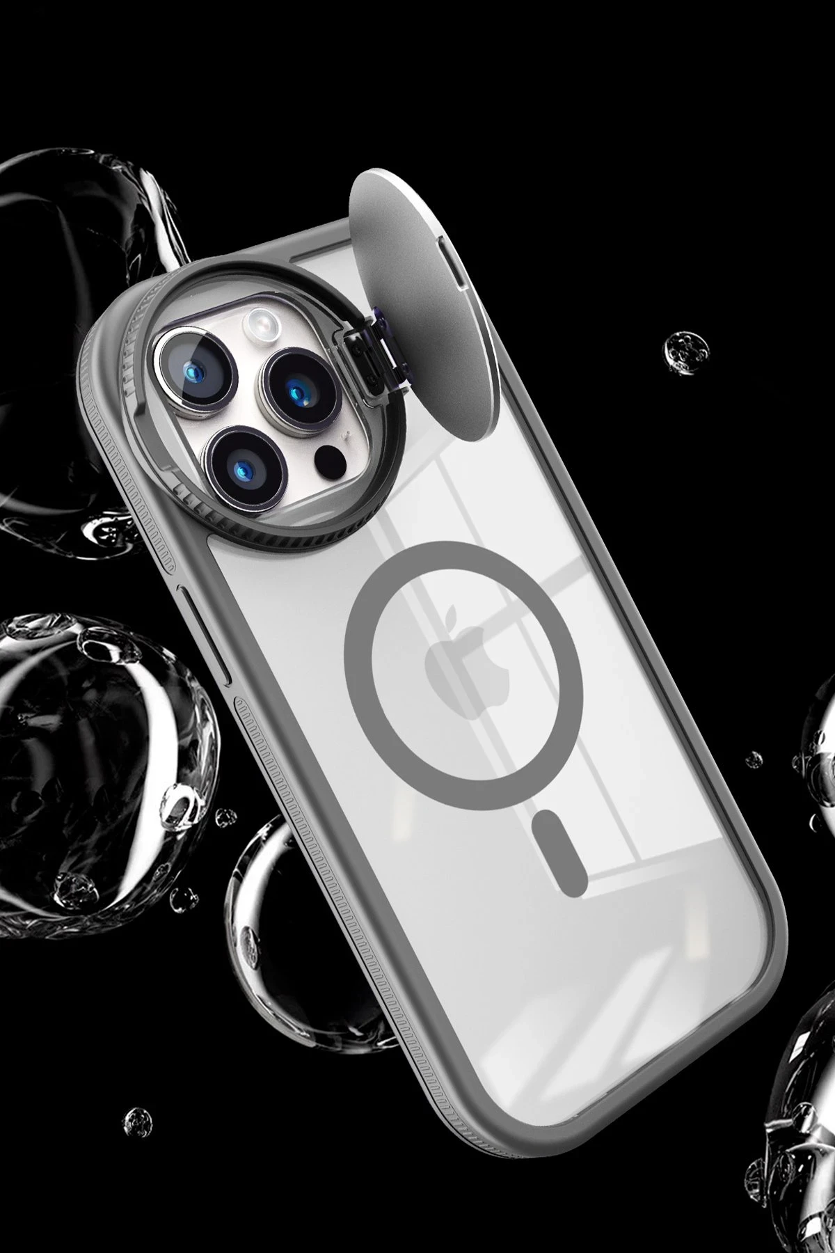 Newface iPhone 15 Pro Max Kılıf Teleskop Lens Magsafe Silikon Kapak - Pembe - Görsel 4