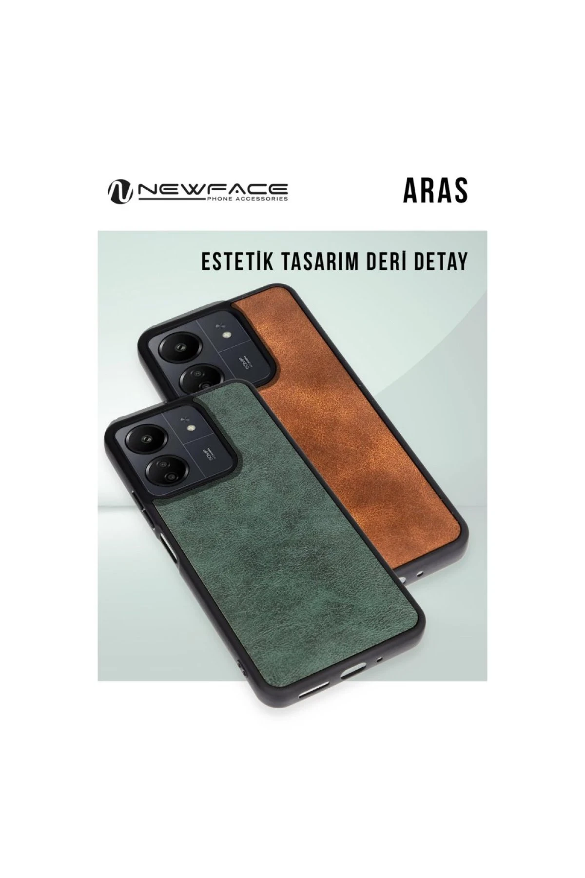 Newface iPhone 16 Plus Kılıf Aras Deri Kapak - Taba - Görsel 3