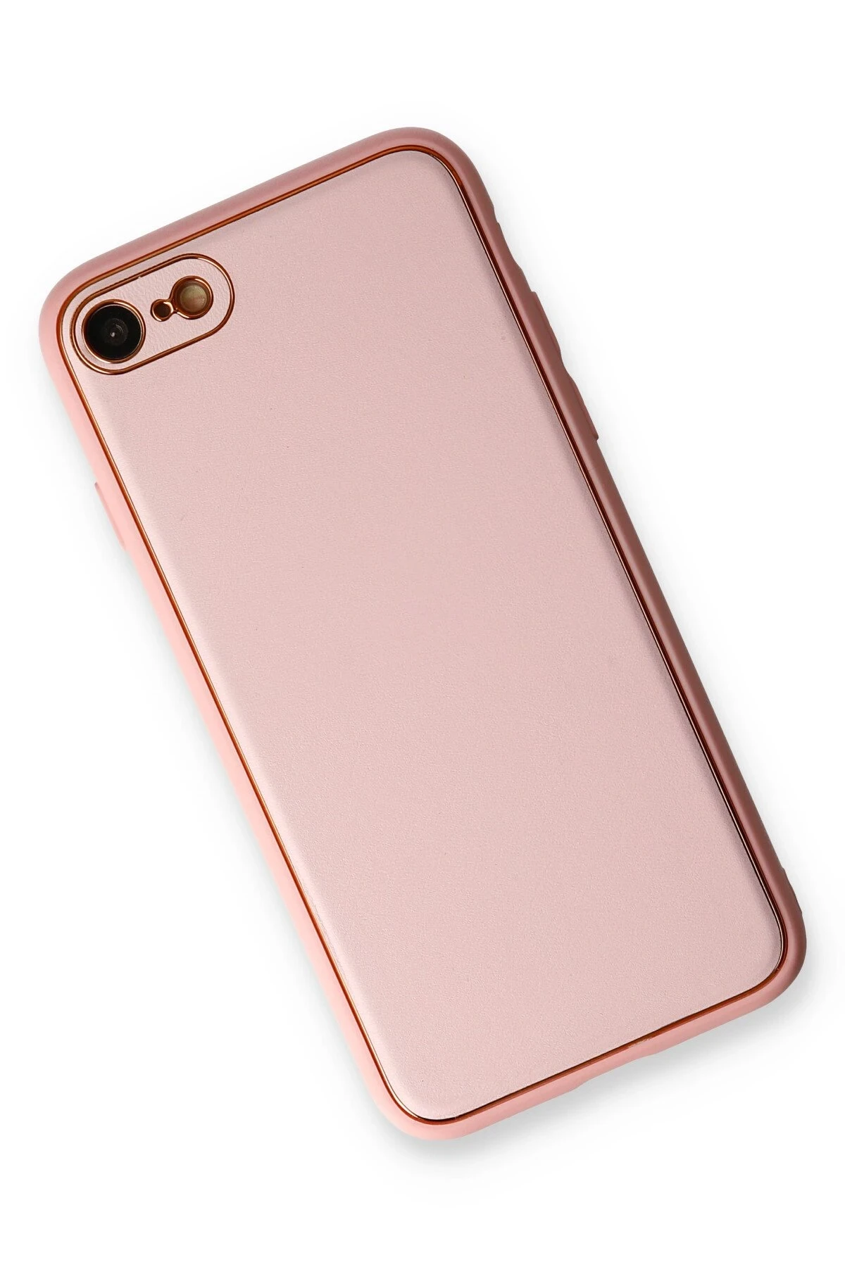 Newface iPhone 7 Kılıf Coco Deri Silikon Kapak - Pudra - Görsel 3