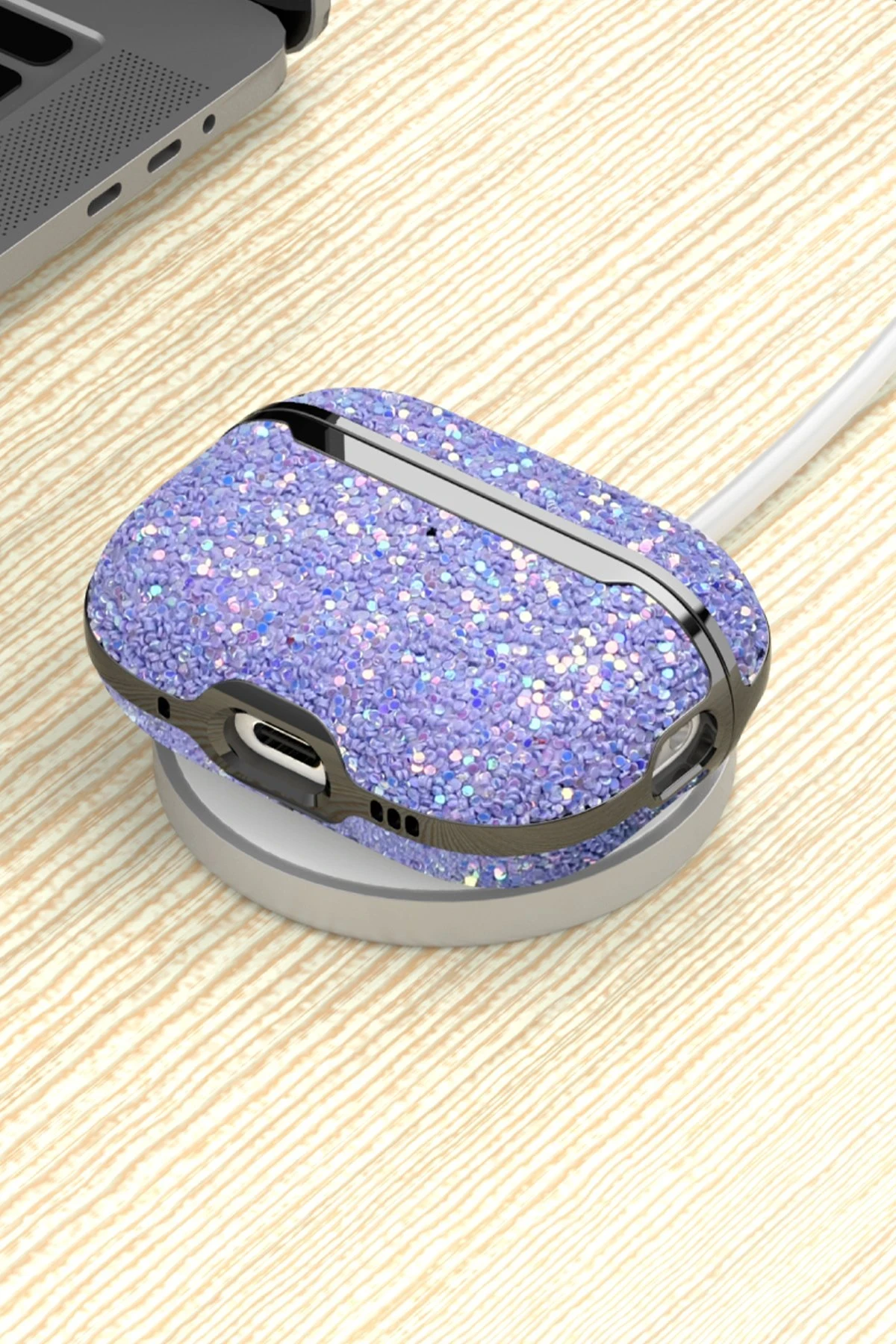 Onegif Airpods 2 (2.nesil) Bright Simli Airpods Kapak - Siyah - Görsel 4