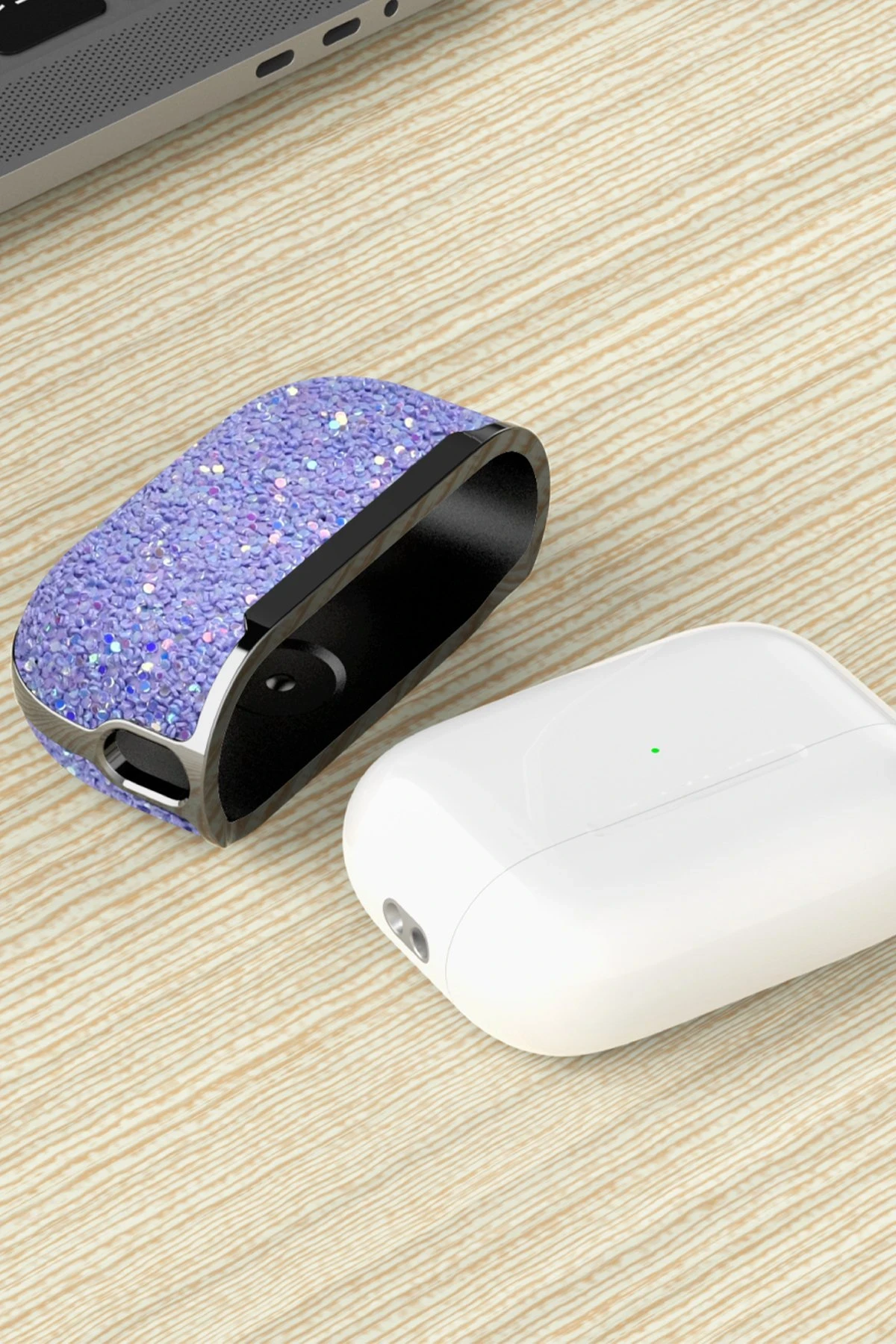 Onegif Airpods 2 (2.nesil) Bright Simli Airpods Kapak - Siyah - Görsel 5