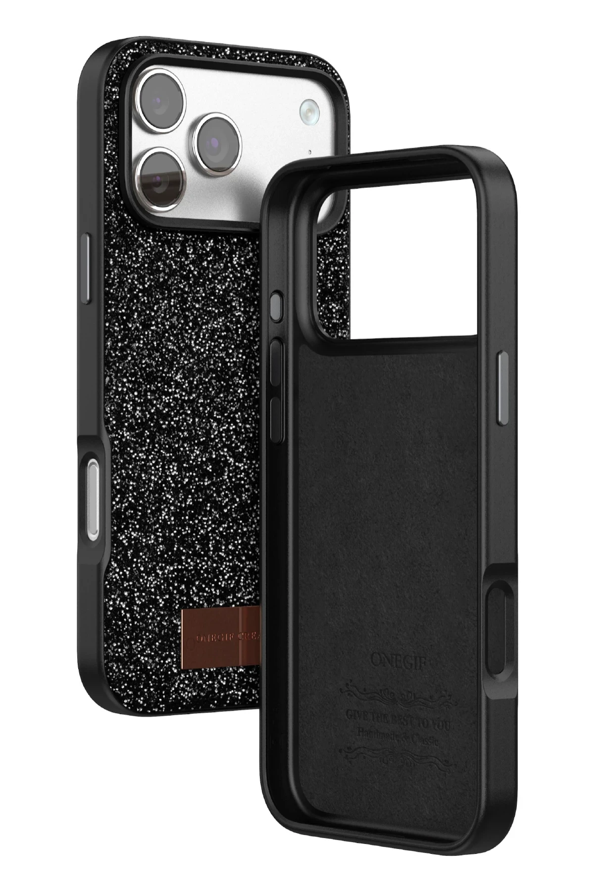 Onegif Apple iPhone 17 Pro Max Bright Simli Kapak - Siyah - Görsel 3