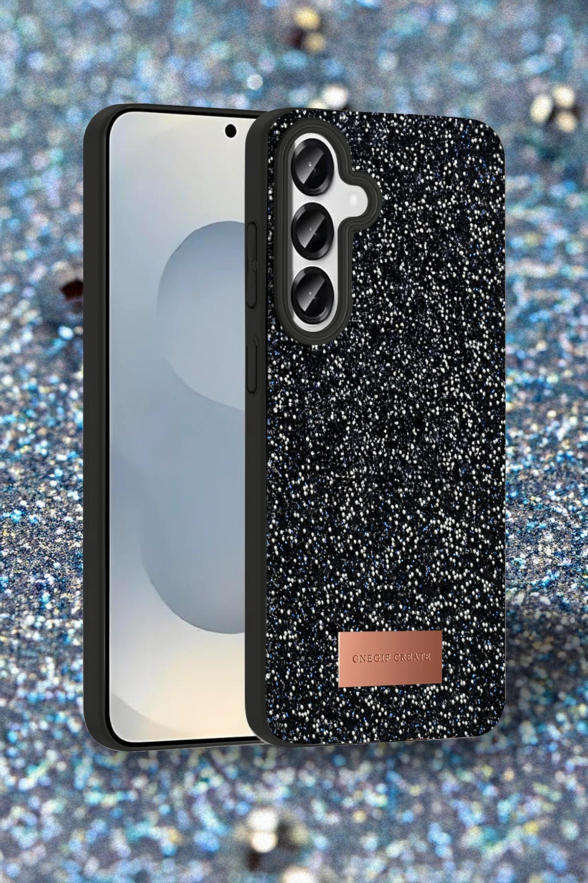 Onegif Samsung Galaxy S25 Bright Simli Kapak - Gold - Görsel 3