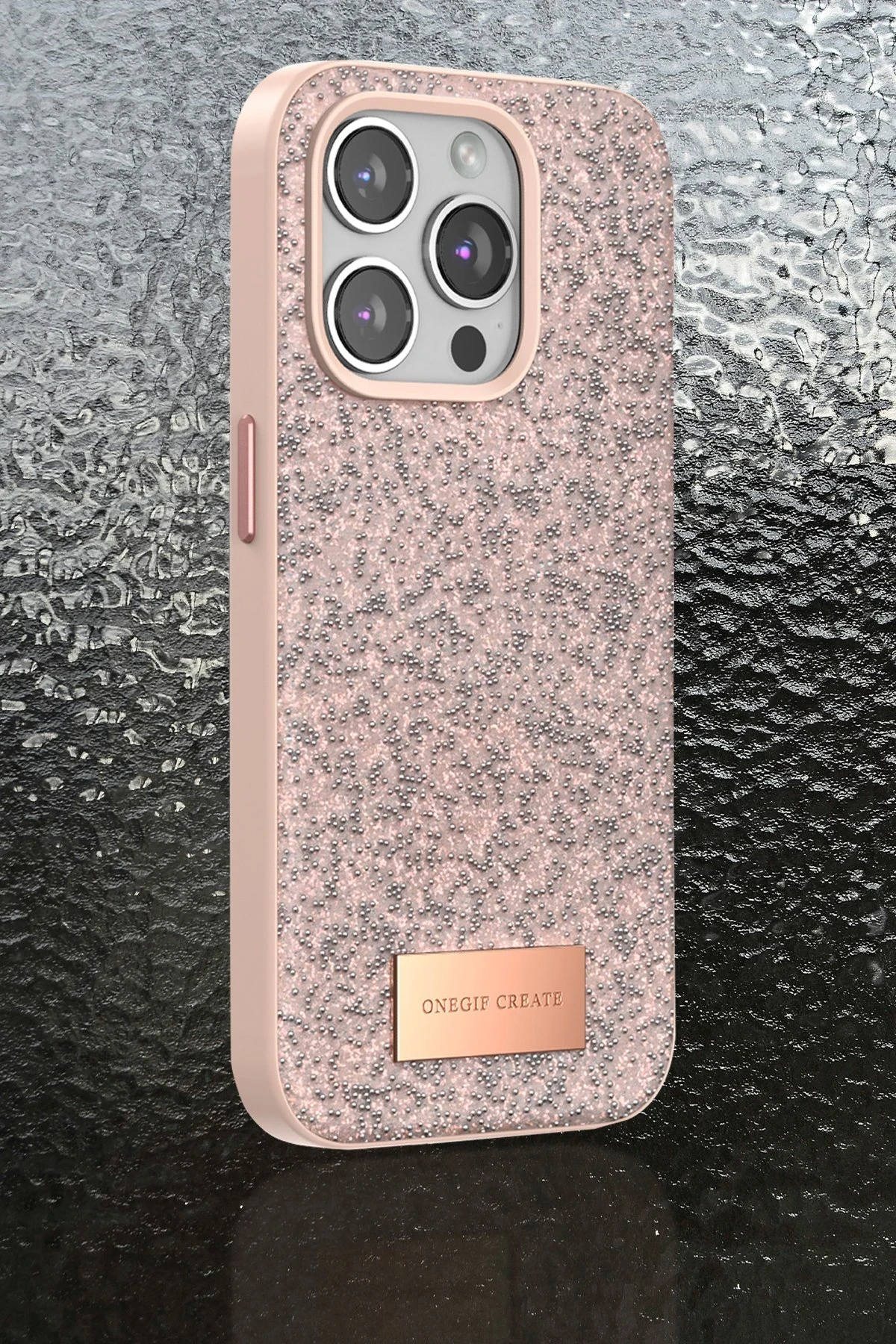 Onegif iPhone 15 Pro Max Bright Simli Kapak - Pembe - Görsel 4