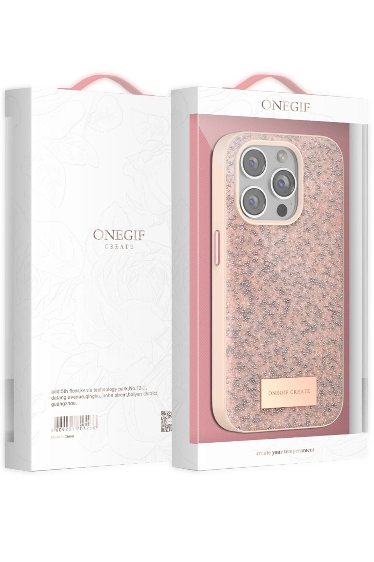 Onegif iPhone 15 Pro Max Bright Simli Kapak - Pembe - Görsel 5