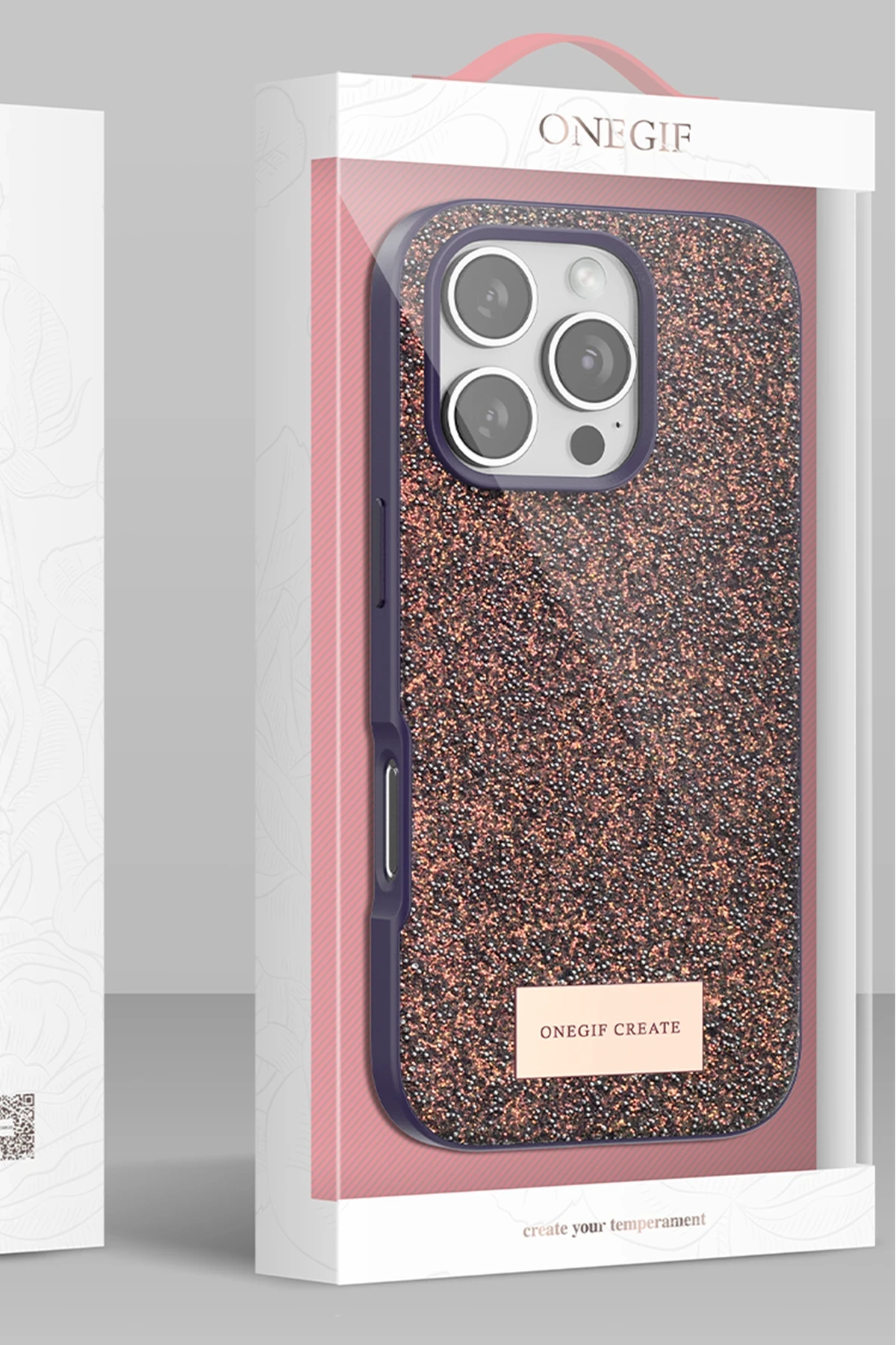 Onegif iPhone 16 Pro Max Bright Simli Kapak - Gümüş - Görsel 4