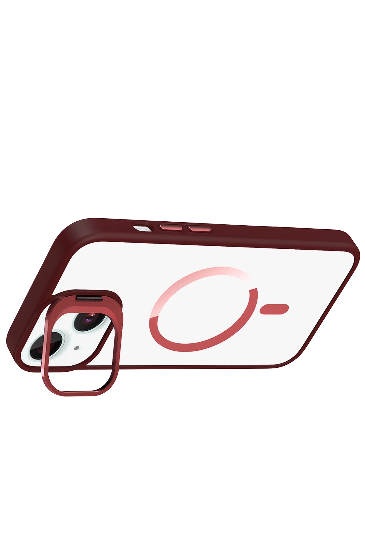 Joko Apple iPhone 14 Remim Lensli Magsafe Standlı Kapak - Bordo - Görsel 3