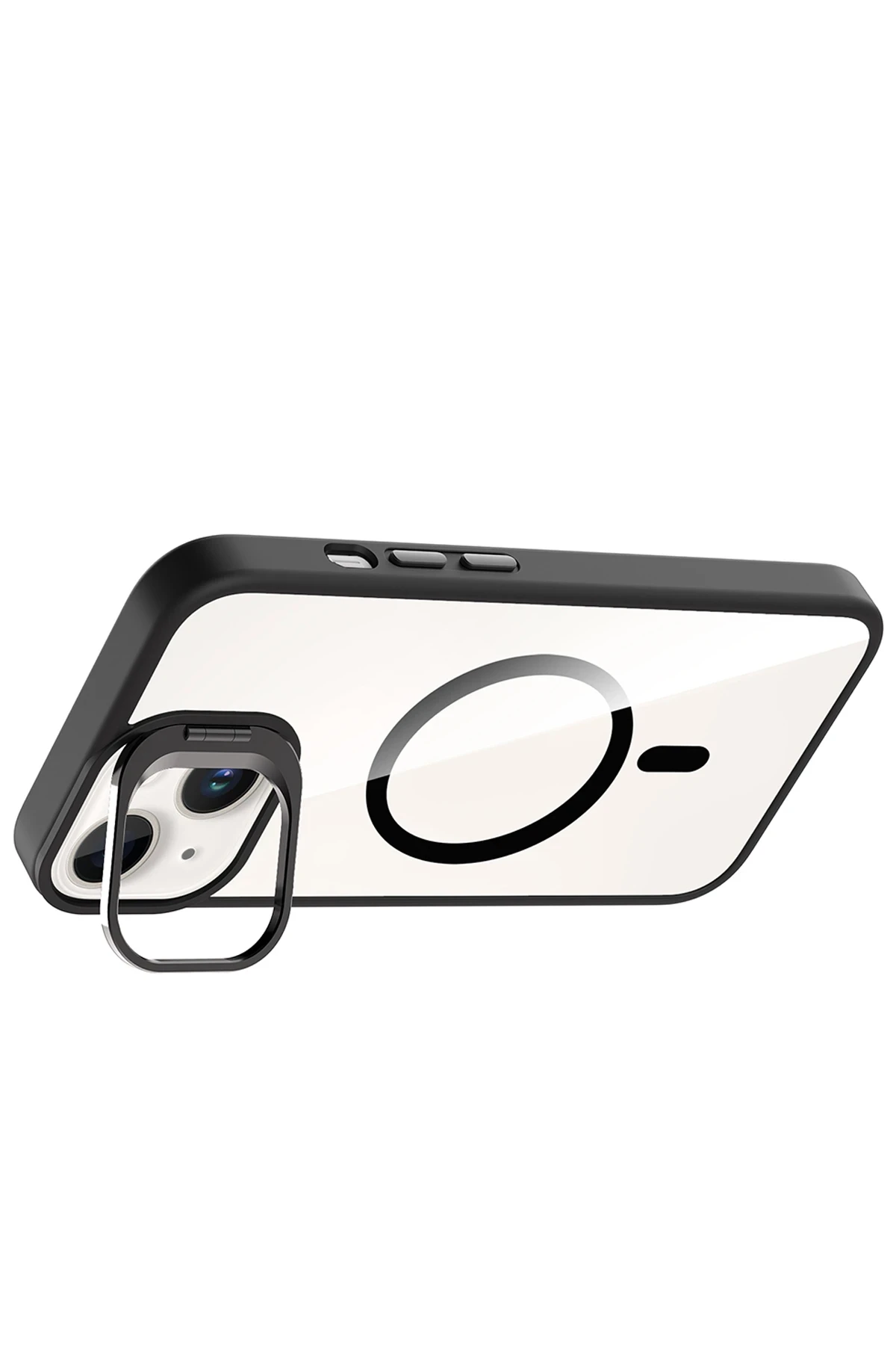 Joko Apple iPhone 15 Plus Remim Lensli Magsafe Standlı Kapak - Siyah - Görsel 3