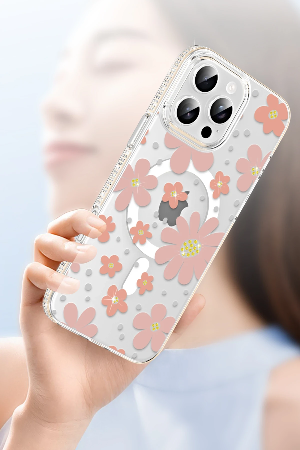 Joko Apple iPhone 16 Floral Magsafe Kapak - Pembe - Görsel 5