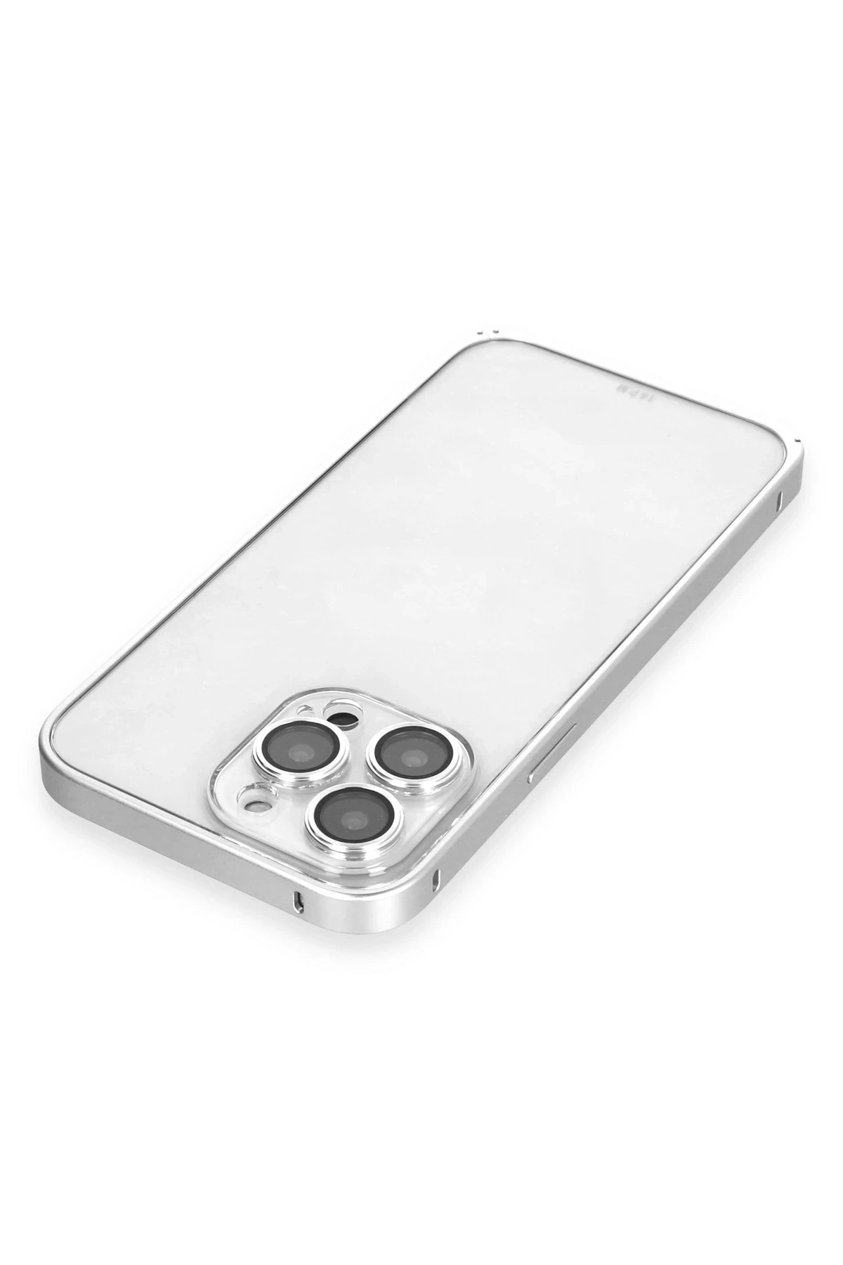 Joko iPhone 15 Pro Max Metal Bumper Mat Kapak - Gümüş - Görsel 4