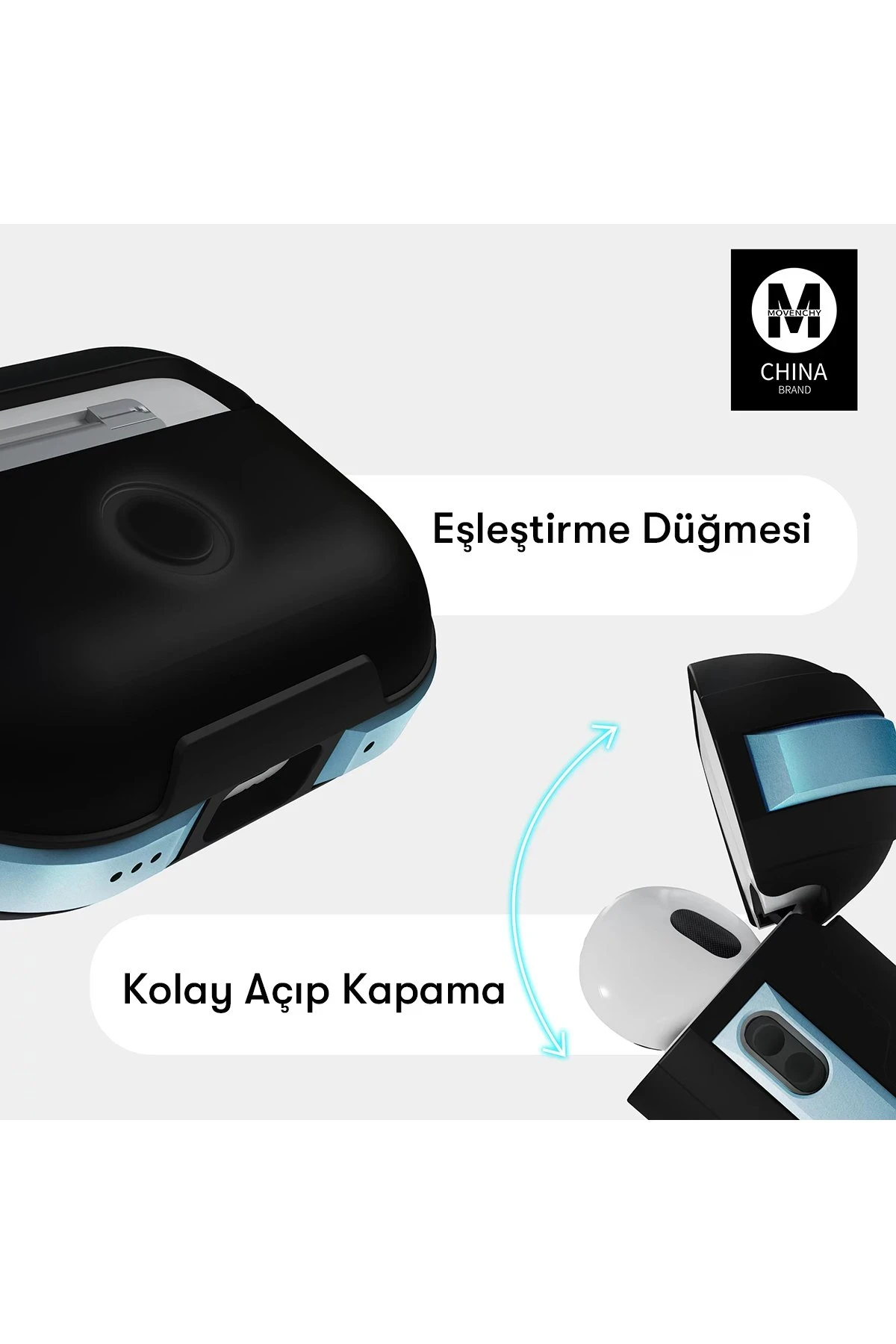Movenchy Airpods 3 (3.nesil) MO-A8 Armor Kılıf - Siyah - Görsel 5