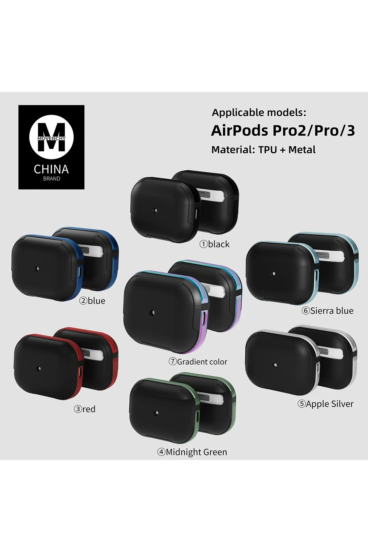 Movenchy Airpods Pro 2 (2.nesil) MO-A8 Armor Kılıf - Rainbow - Görsel 3
