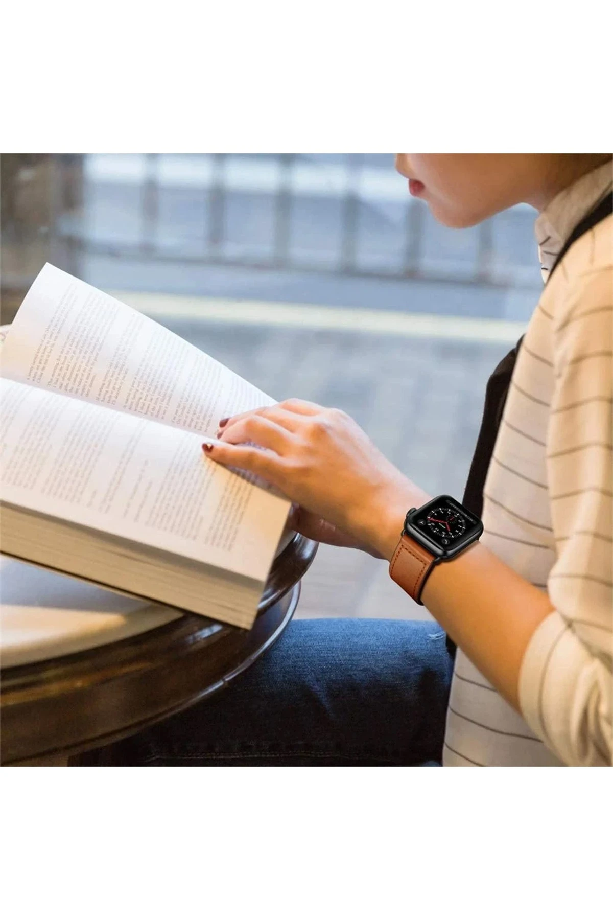 Newface Apple Watch 38mm KR415 Luaz Deri Kordon - Beyaz - Görsel 5