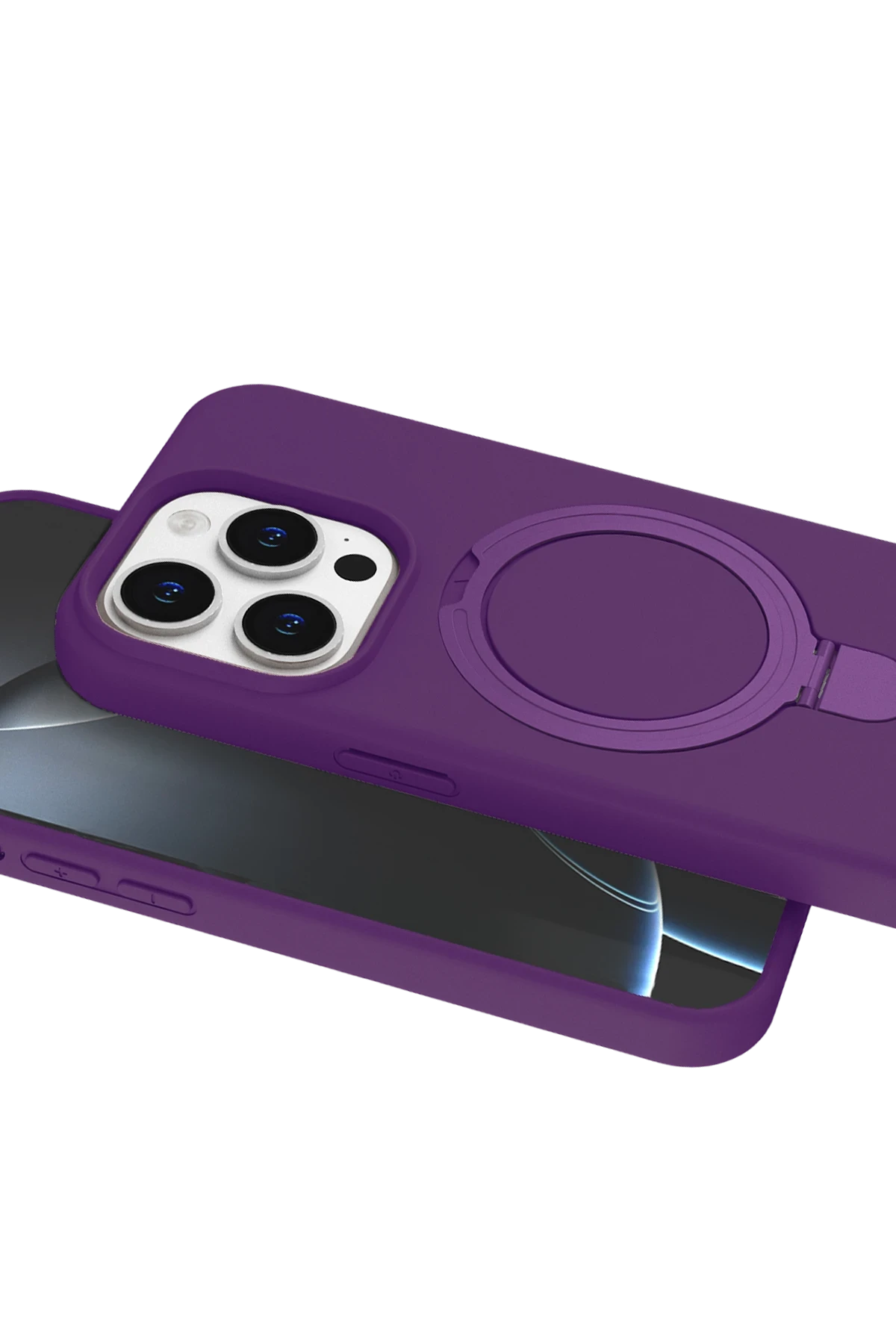 Newface Apple iPhone 14 Pro Max Regal Magsafe Standlı Kapak - Derin Mor - Görsel 4