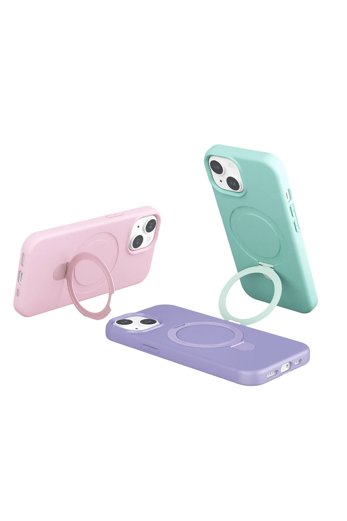 Newface Apple iPhone 15 Plus Regal Magsafe Standlı Kapak - Açık Pembe - Görsel 5