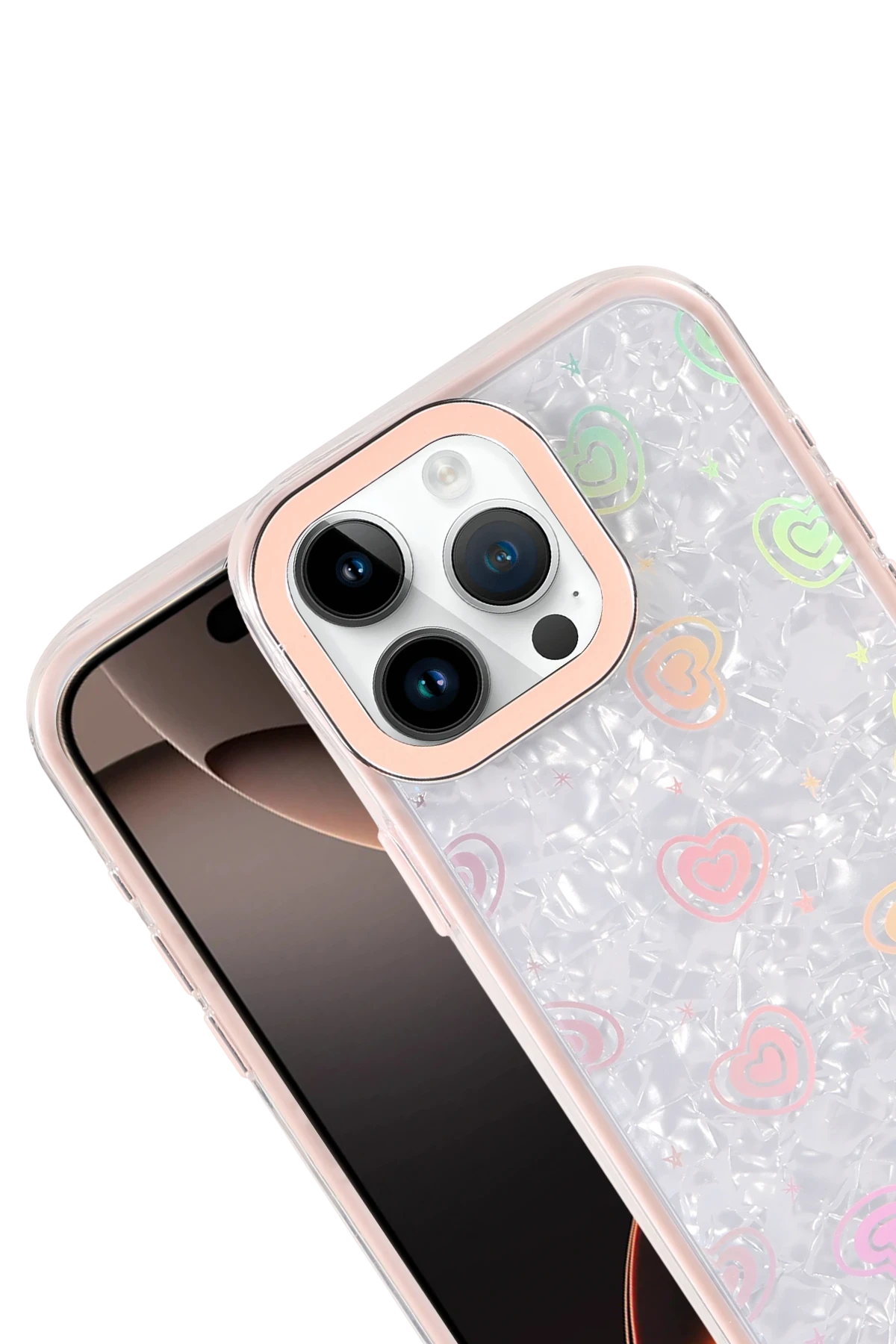 Newface Apple iPhone 15 Pro Max Lumi Desenli Kapak - Pembe - Görsel 3