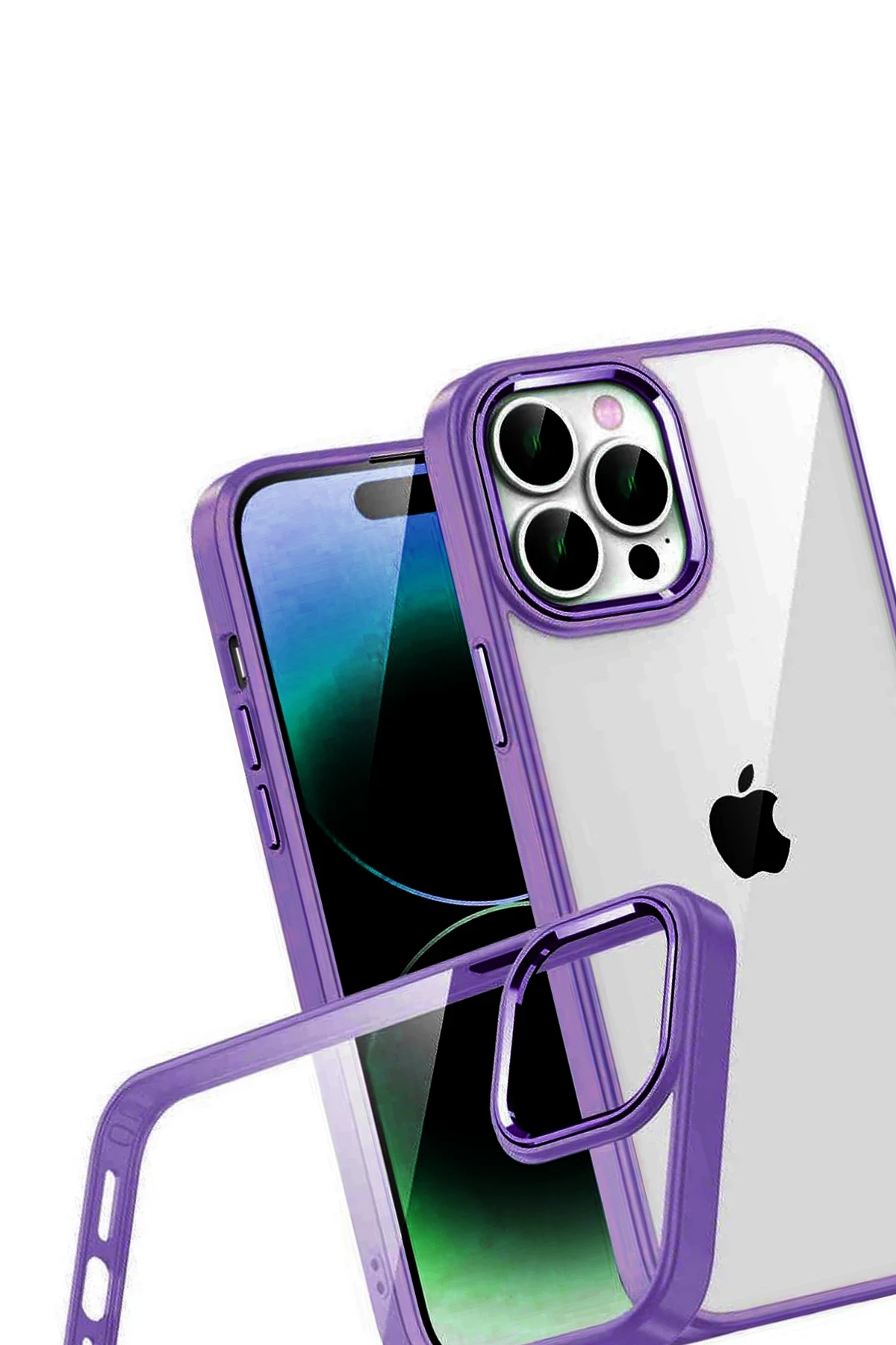 Newface Apple iPhone 15 Pro Max Razer Lensli Silikon - Mor - Görsel 3