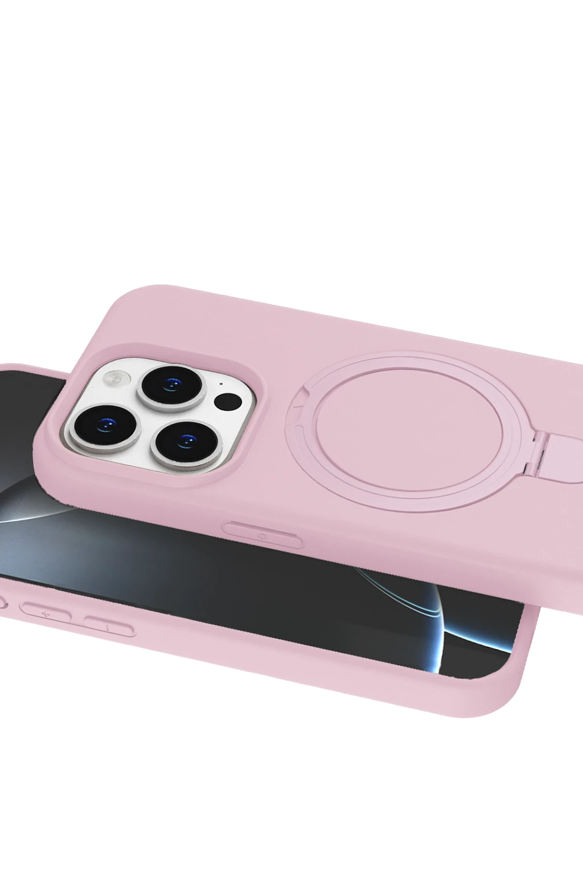 Newface Apple iPhone 15 Pro Max Regal Magsafe Standlı Kapak - Açık Pembe - Görsel 4