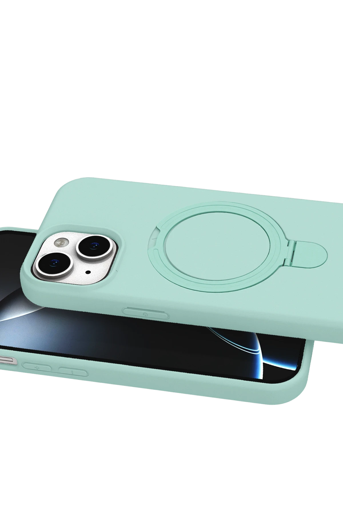 Newface Apple iPhone 15 Regal Magsafe Standlı Kapak - Su Yeşili - Görsel 4