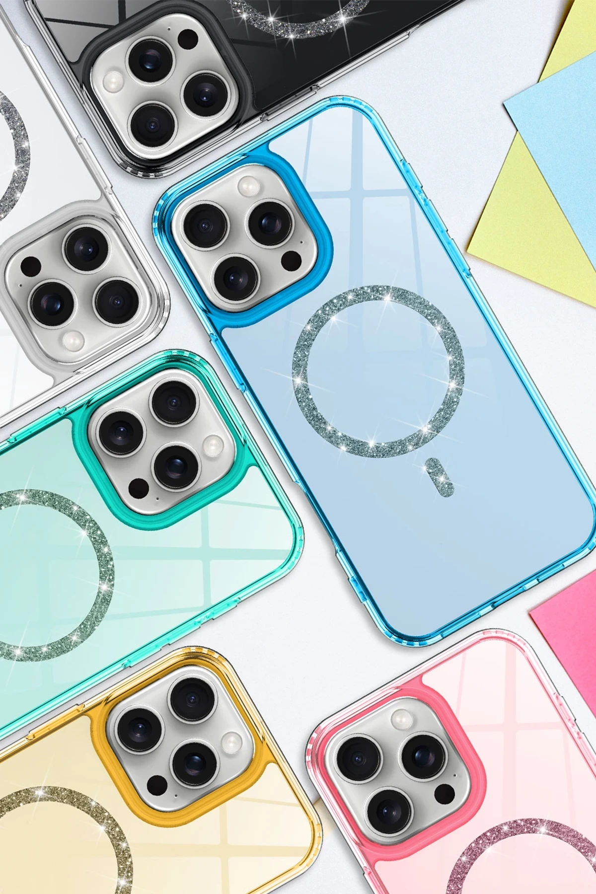 Newface Apple iPhone 16 Pro Live Diamond Magsafe Kapak - Pembe - Görsel 3