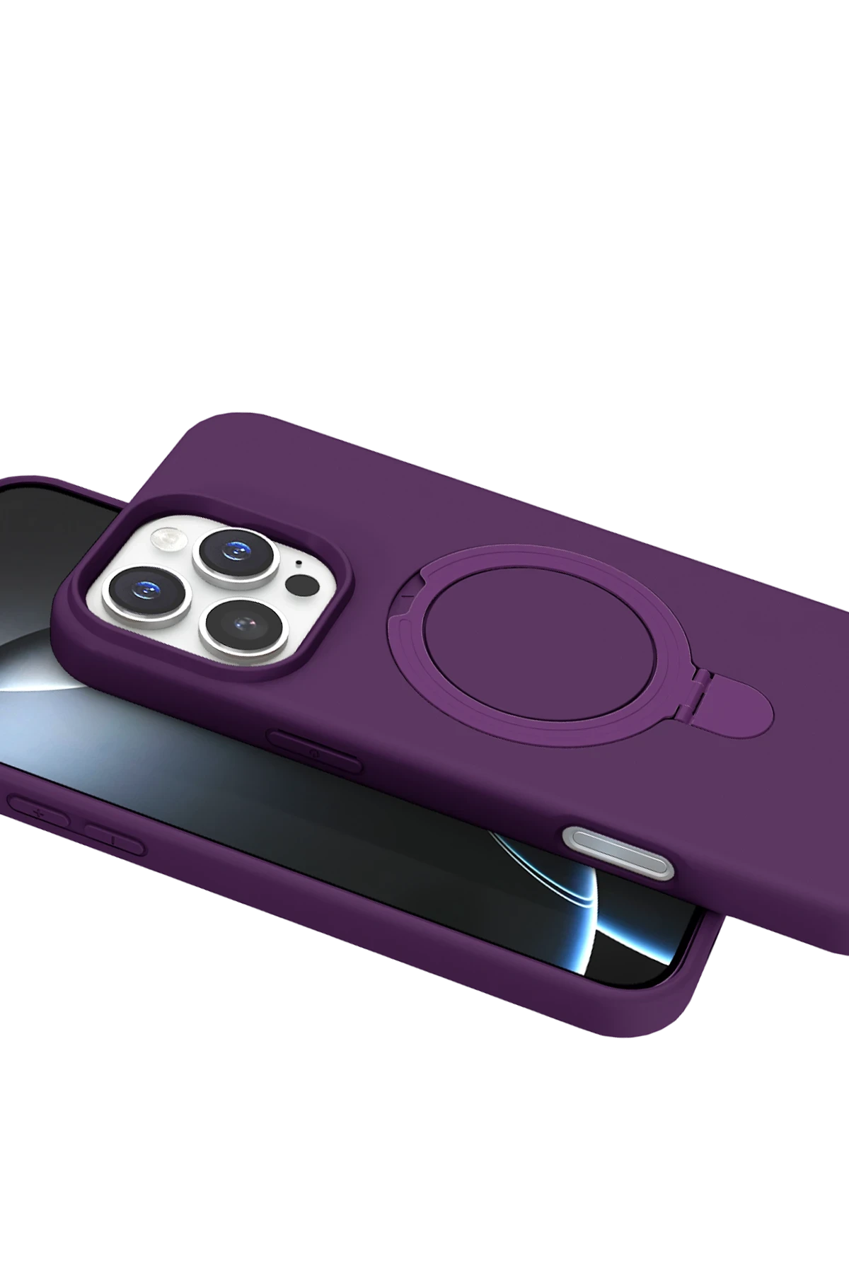 Newface Apple iPhone 16 Pro Regal Magsafe Standlı Kapak - Derin Mor - Görsel 4