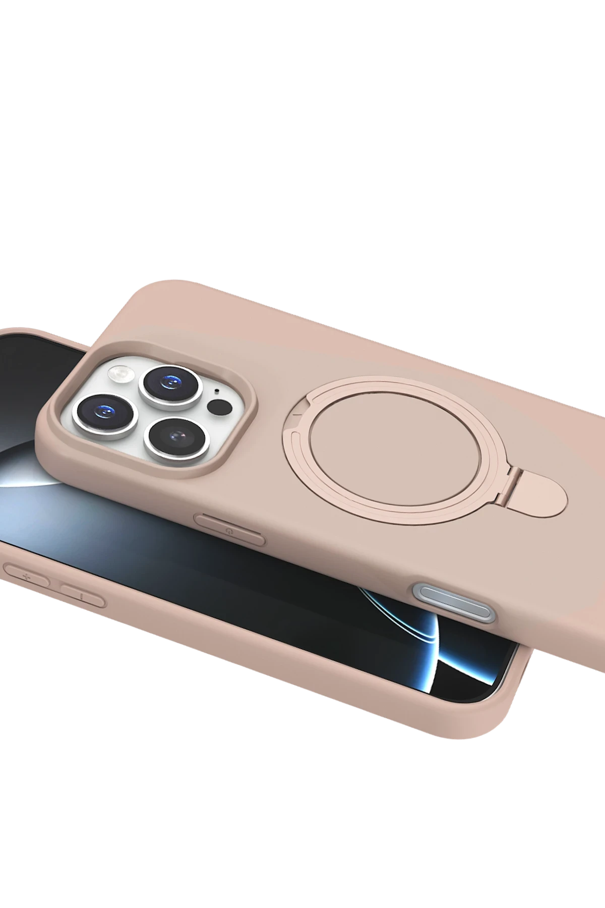 Newface Apple iPhone 16 Pro Regal Magsafe Standlı Kapak - Çöl Titanyum - Görsel 4