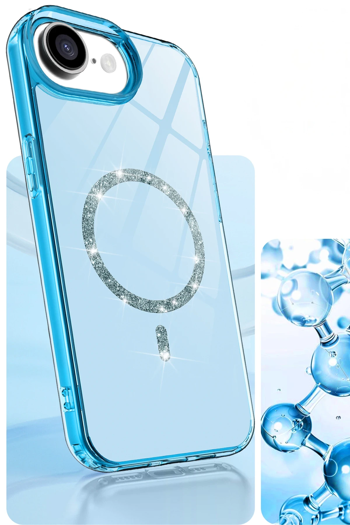 Newface Apple iPhone 16E Live Diamond Magsafe Kapak - Şeffaf - Görsel 5