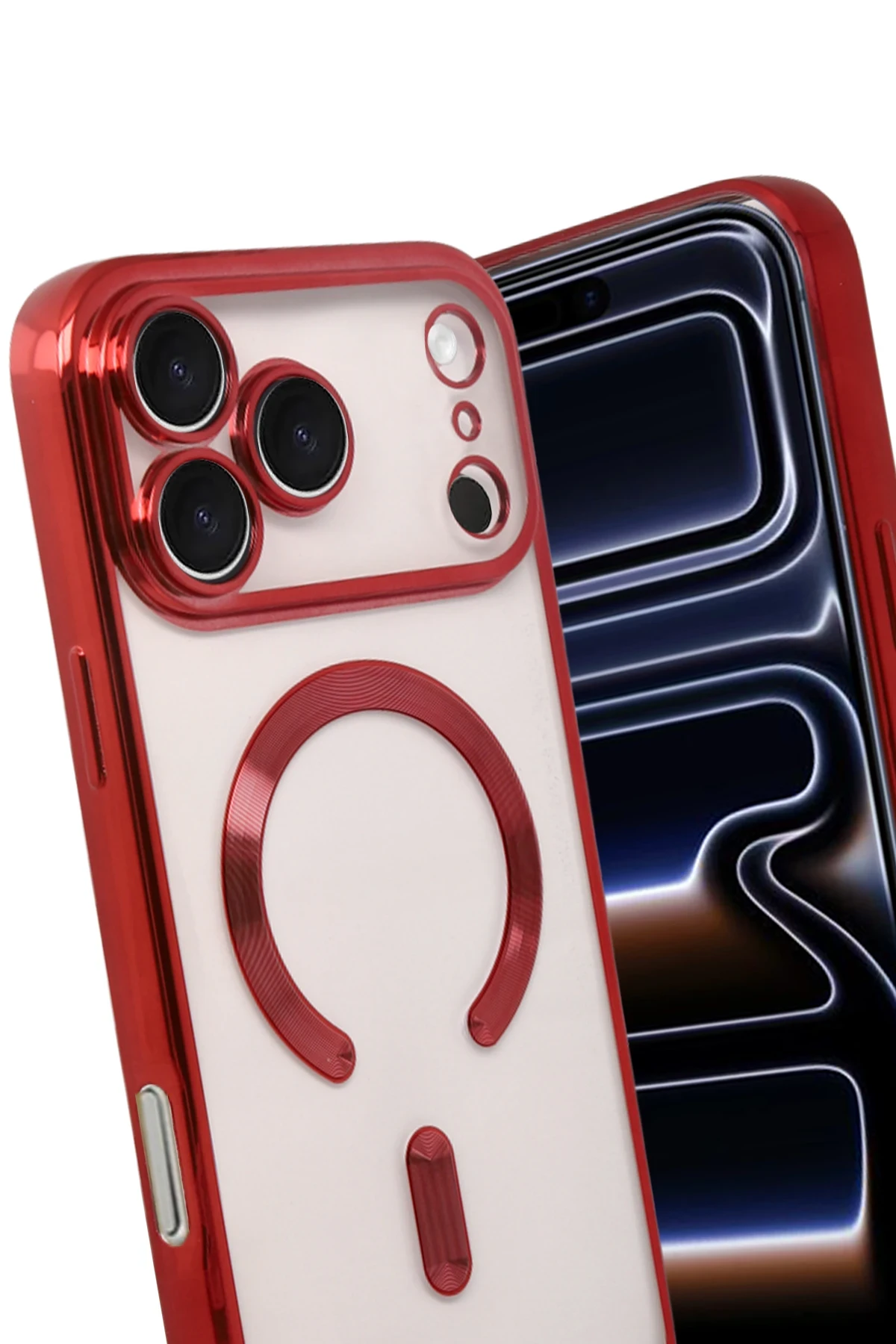 Newface Apple iPhone 17 Pro Max Kross Magneticsafe Kapak - Kırmızı - Görsel 3