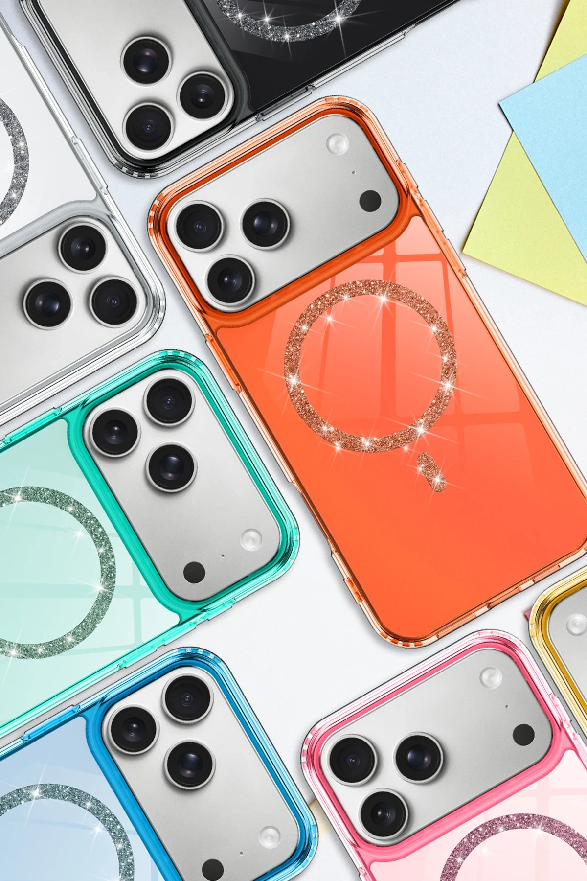 Newface Apple iPhone 17 Pro Max Live Diamond Magsafe Kapak - Turuncu - Görsel 3
