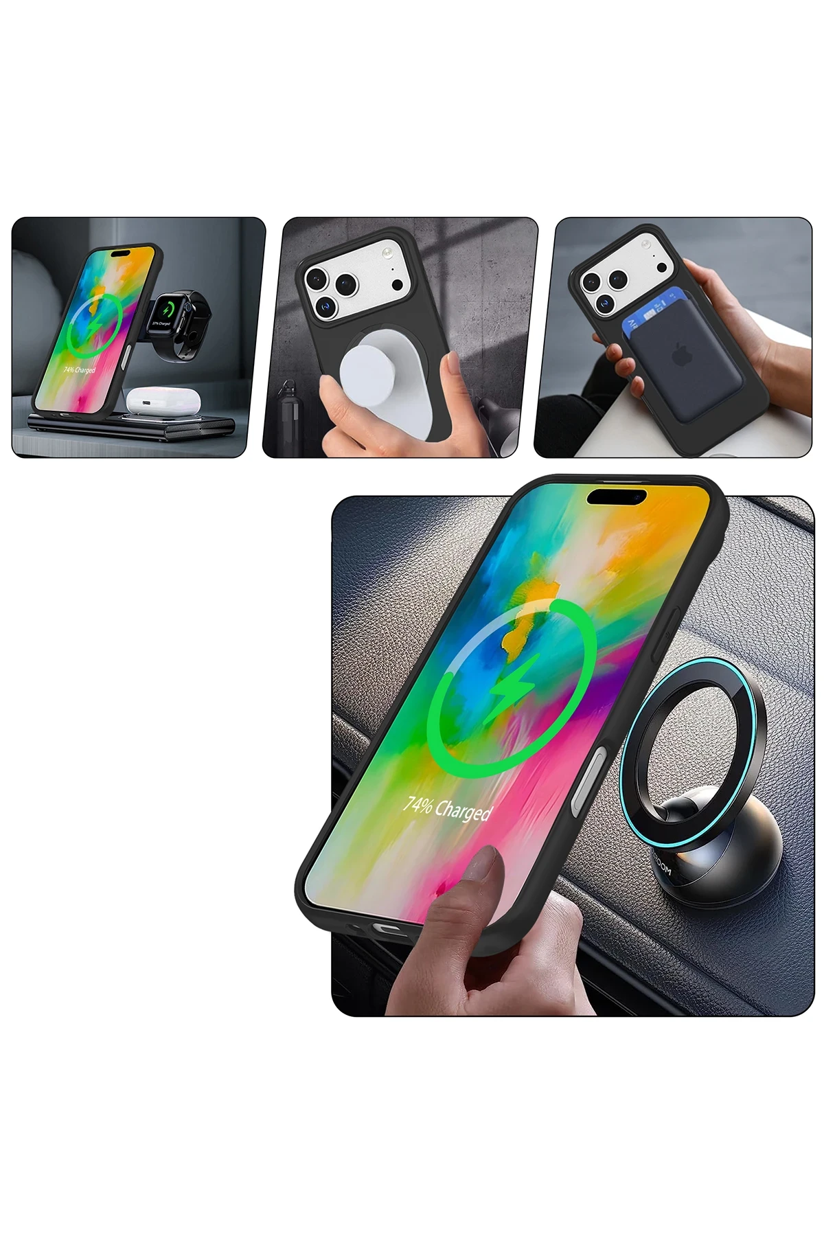 Newface Apple iPhone 17 Pro Regal Magsafe Standlı Kapak - Su Yeşili - Görsel 7