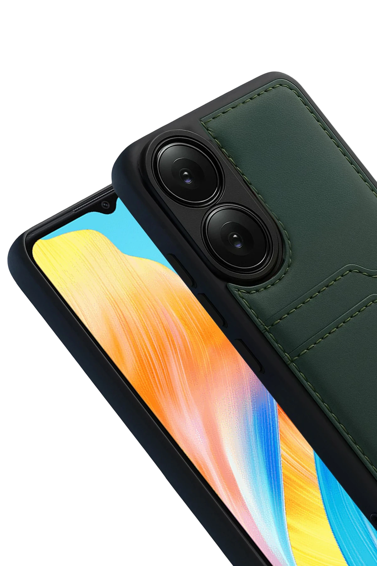 Newface Oppo A38 Sara Kartvizitli Deri Kılıf - Yeşil - Görsel 3
