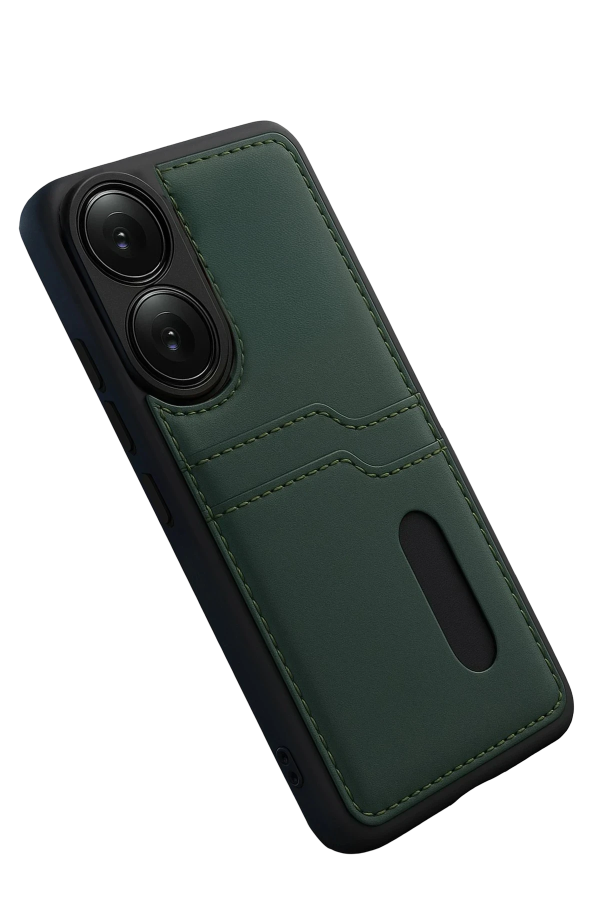 Newface Oppo A38 Sara Kartvizitli Deri Kılıf - Yeşil - Görsel 4