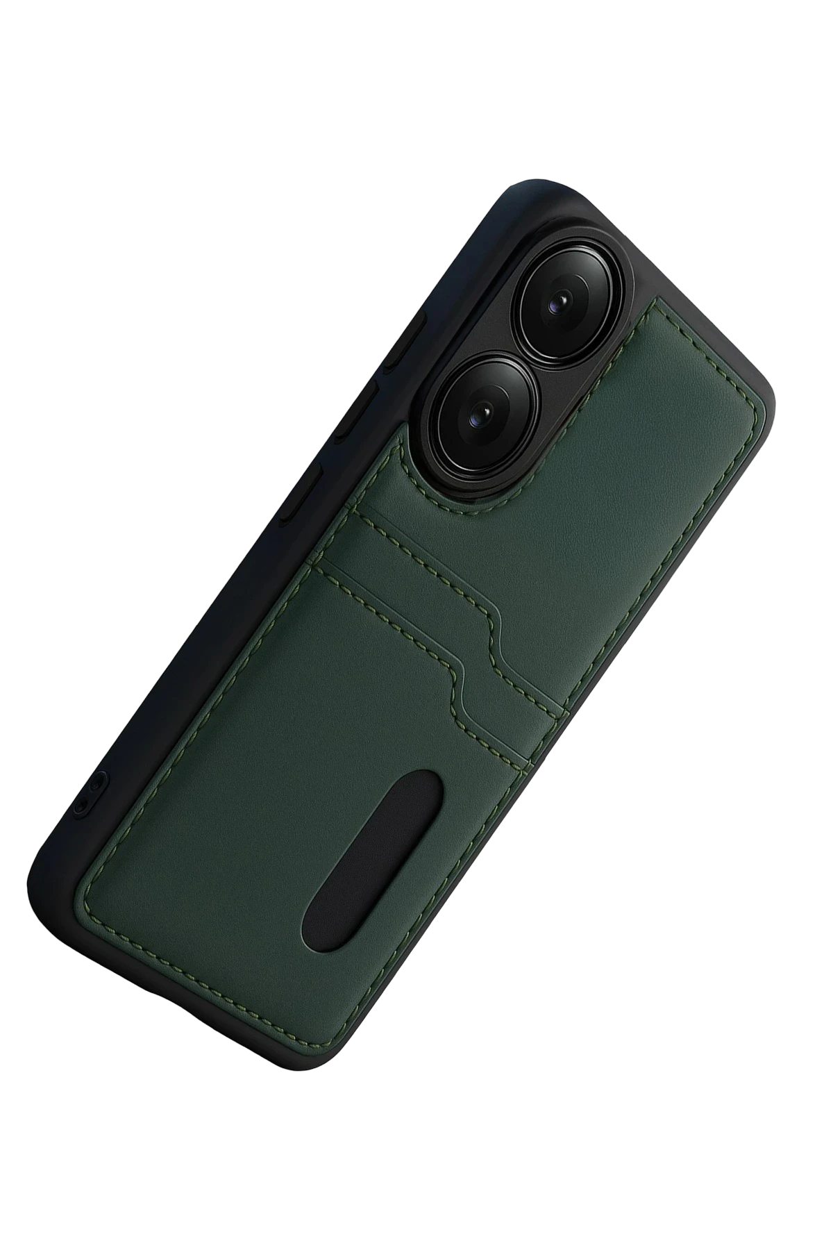 Newface Oppo A38 Sara Kartvizitli Deri Kılıf - Yeşil - Görsel 5