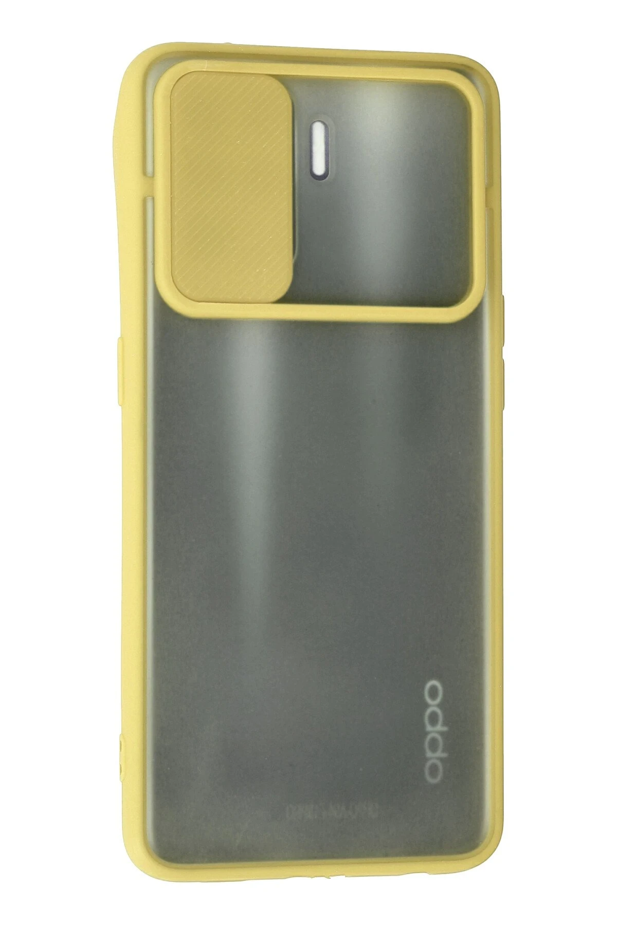 Newface Oppo Reno 5 Lite Kılıf Palm Buzlu Kamera Sürgülü Silikon - Sarı - Görsel 3