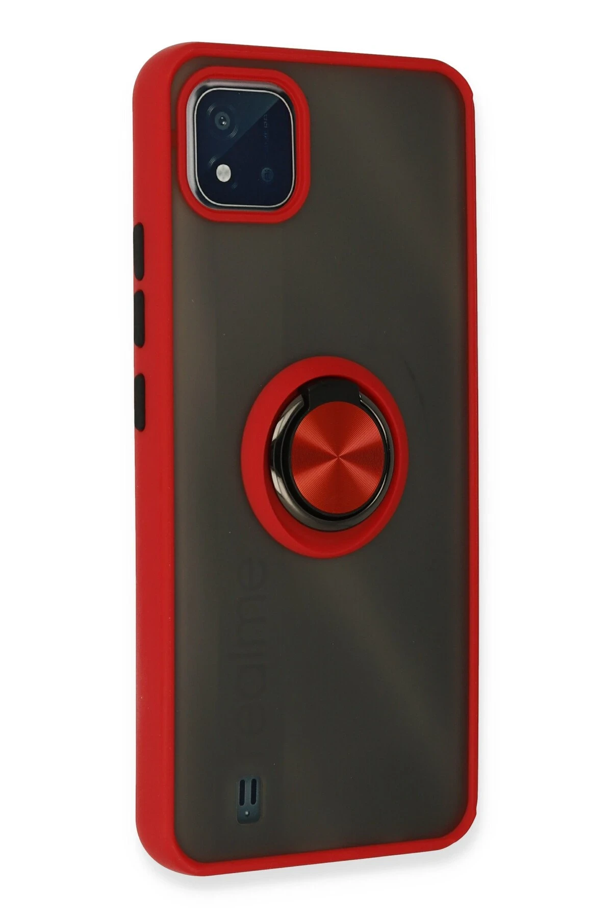 Newface Realme C11 2021 Kılıf Montreal Yüzüklü Silikon Kapak - Kırmızı - Görsel 3
