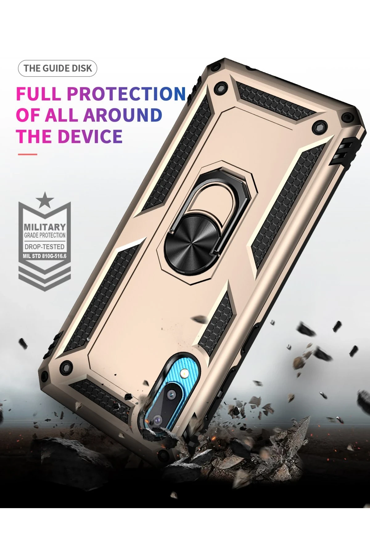 Newface Samsung Galaxy A02 Kılıf Sofya Yüzüklü Silikon Kapak - Gold - Görsel 8