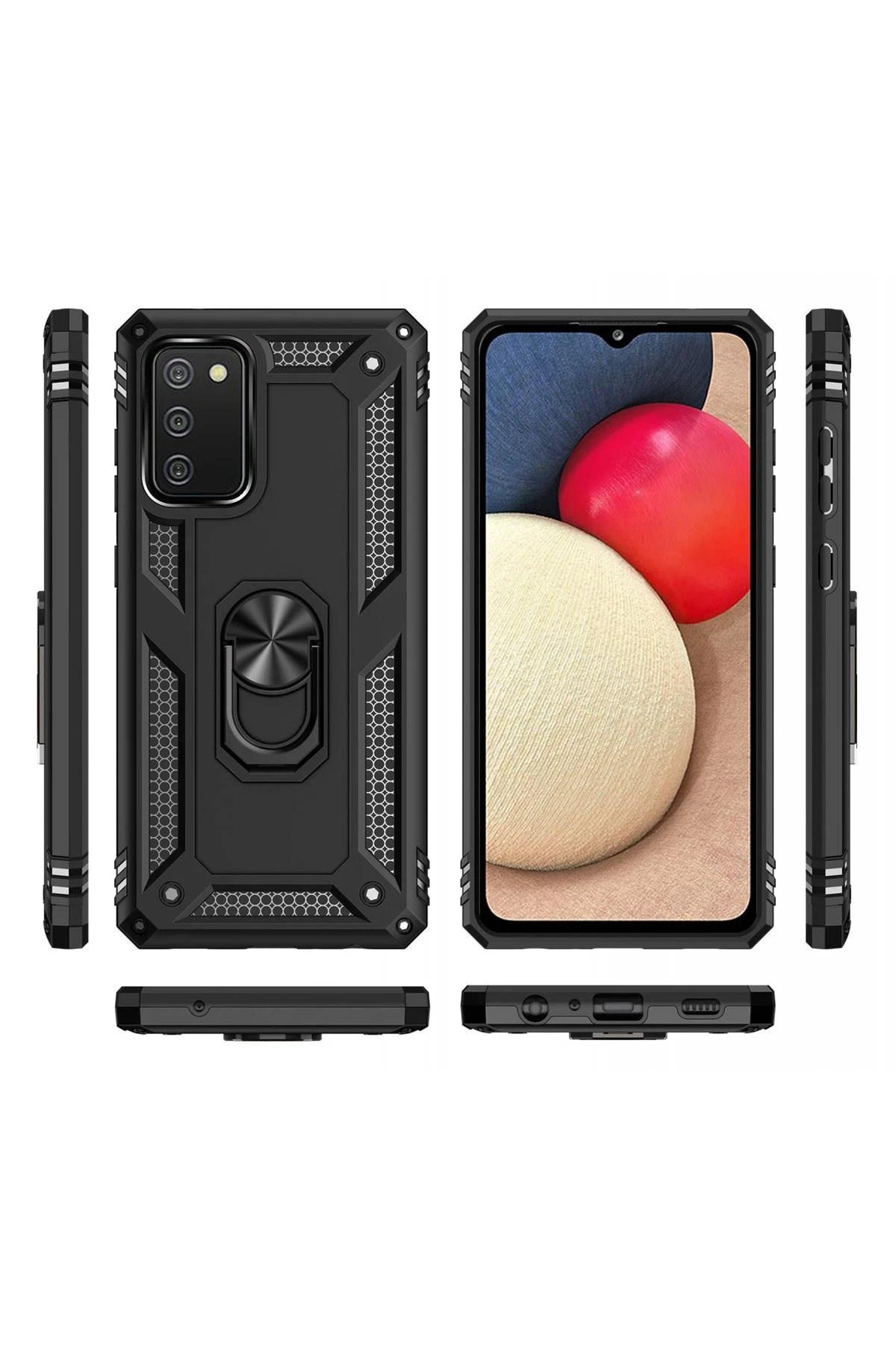 Newface Samsung Galaxy A02S Kılıf Sofya Yüzüklü Silikon Kapak - Siyah - Görsel 3