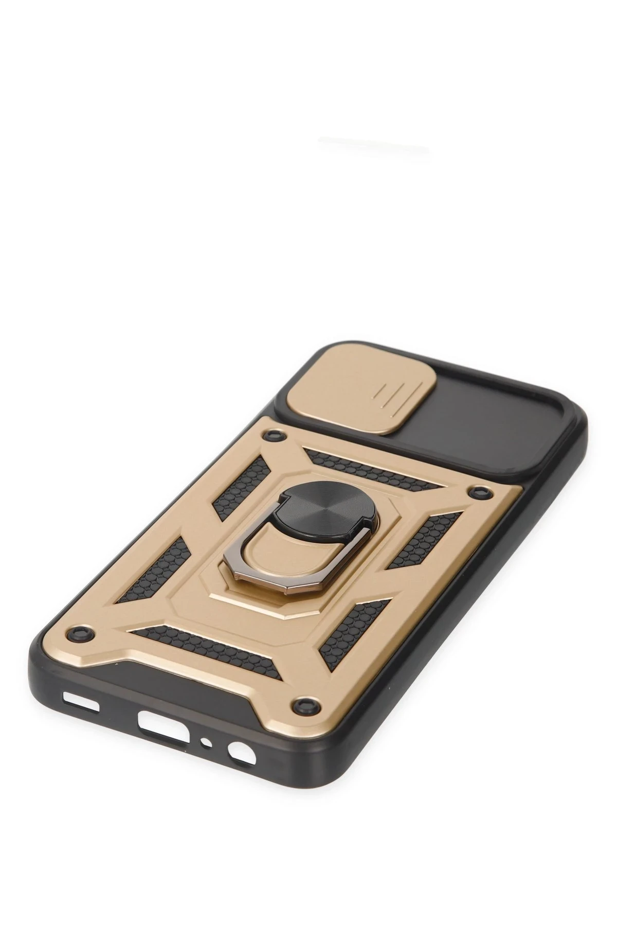 Newface Samsung Galaxy A03 Kılıf Pars Lens Yüzüklü Silikon - Gold - Görsel 4
